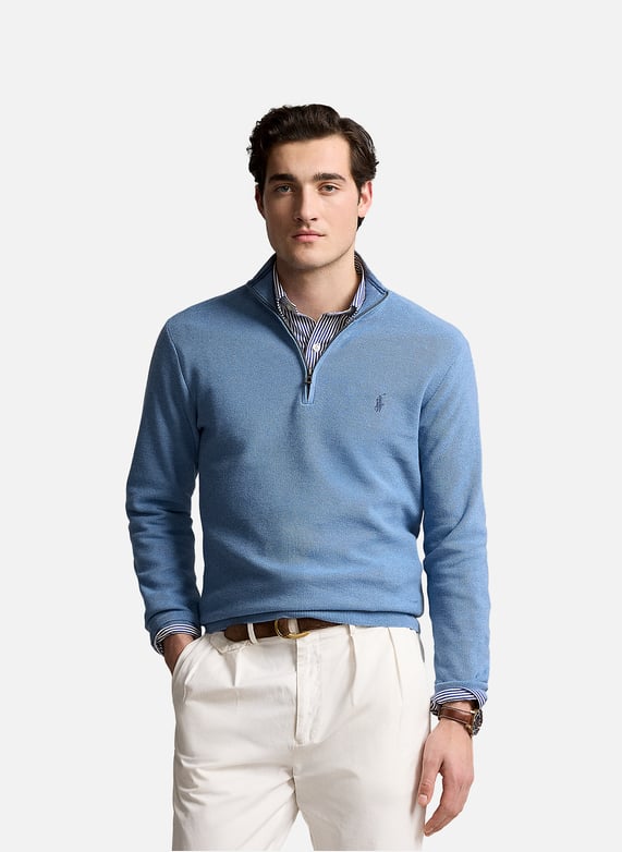 Pull a col zippe Bleu