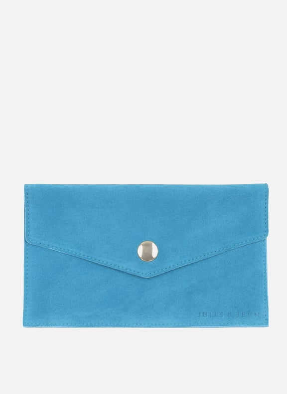 Pochette enveloppe cuir daim upcyclé Bleu by JULES & JENN JULES & JENN Pochette enveloppe cuir daim upcyclé Bleu