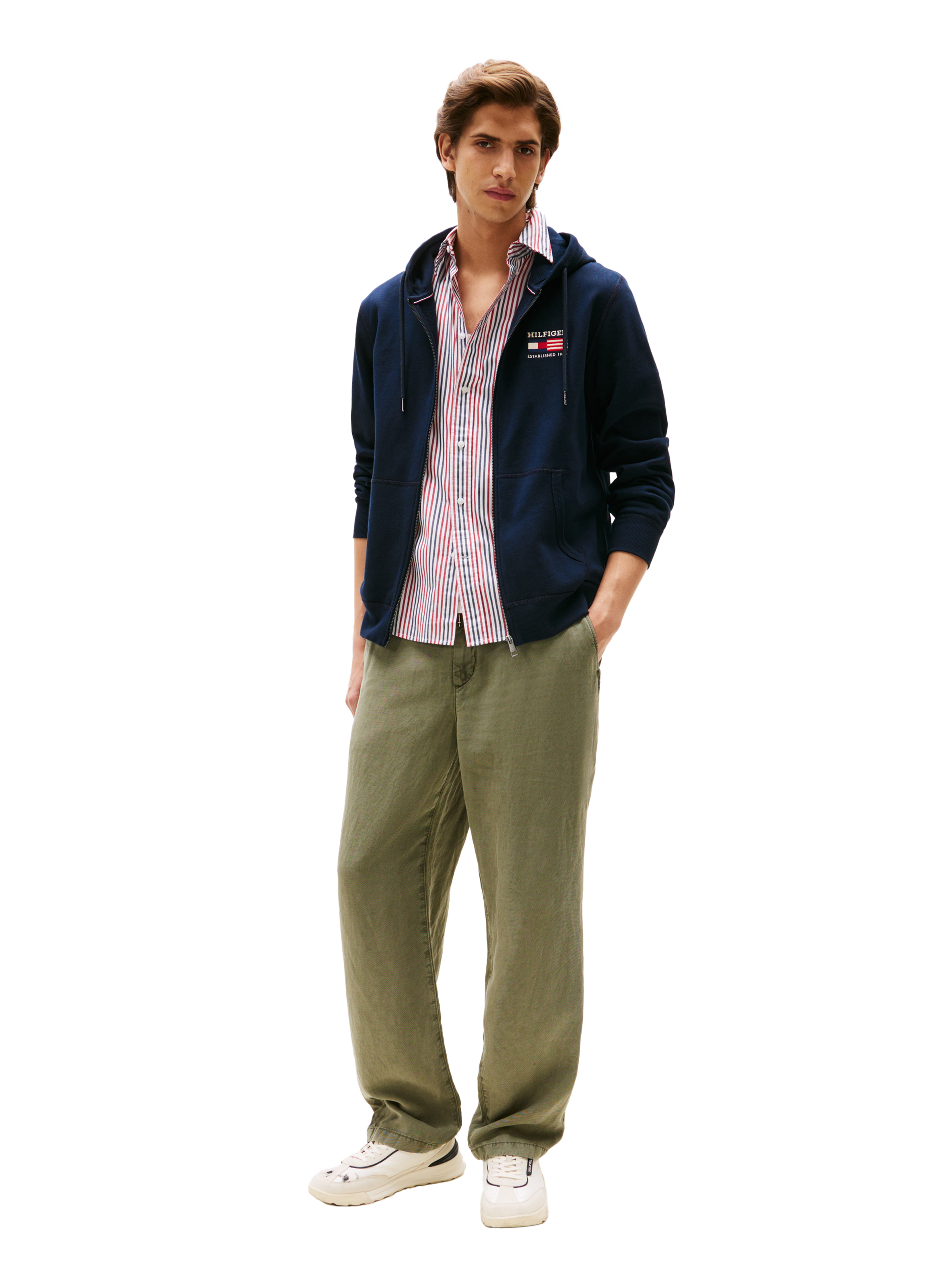 Hoodie zippé en coton TOMMY HILFIGER Bleu