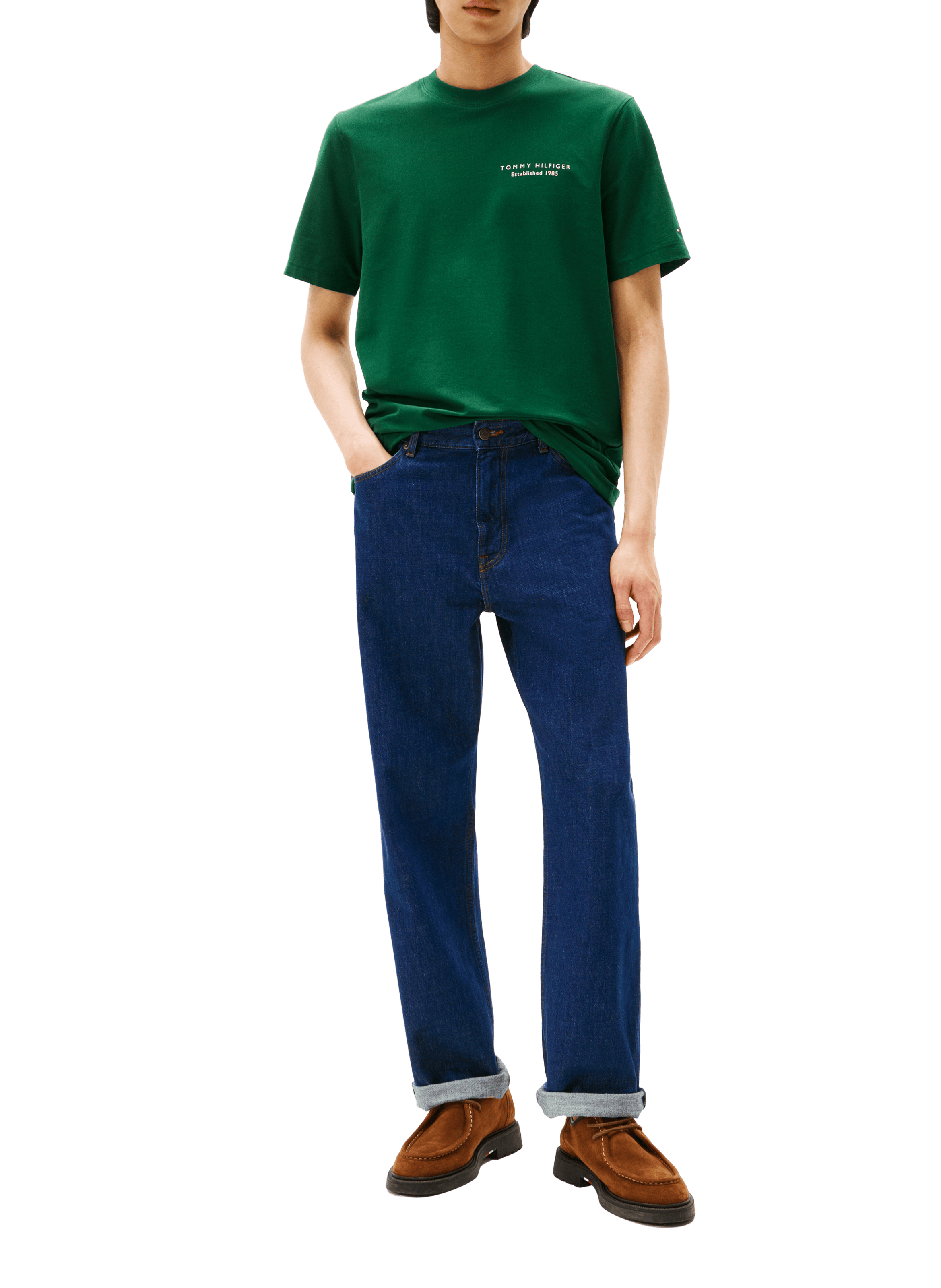 Biker-style cotton t-shirt TOMMY HILFIGER Green