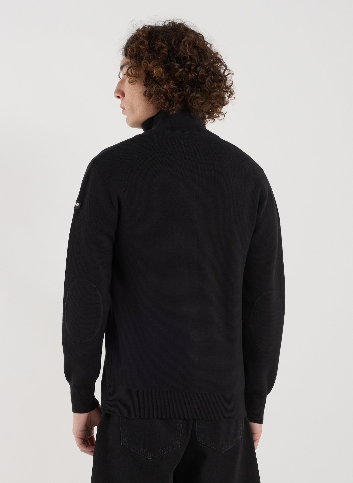 Gilet droit en maille de coton SCHOTT Noir