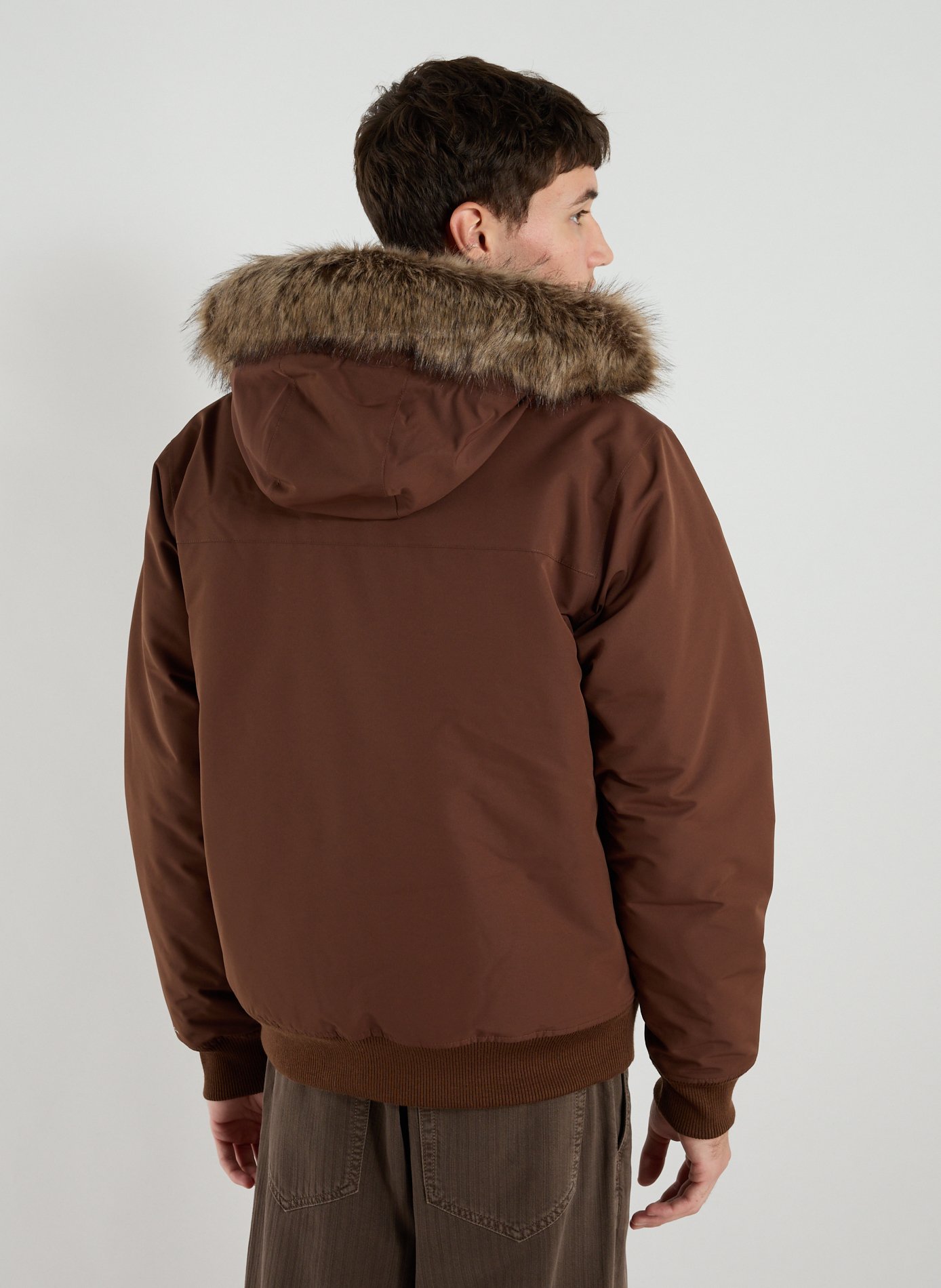 Waterproof hooded jacket with faux fur effect COLUMBIA Brown