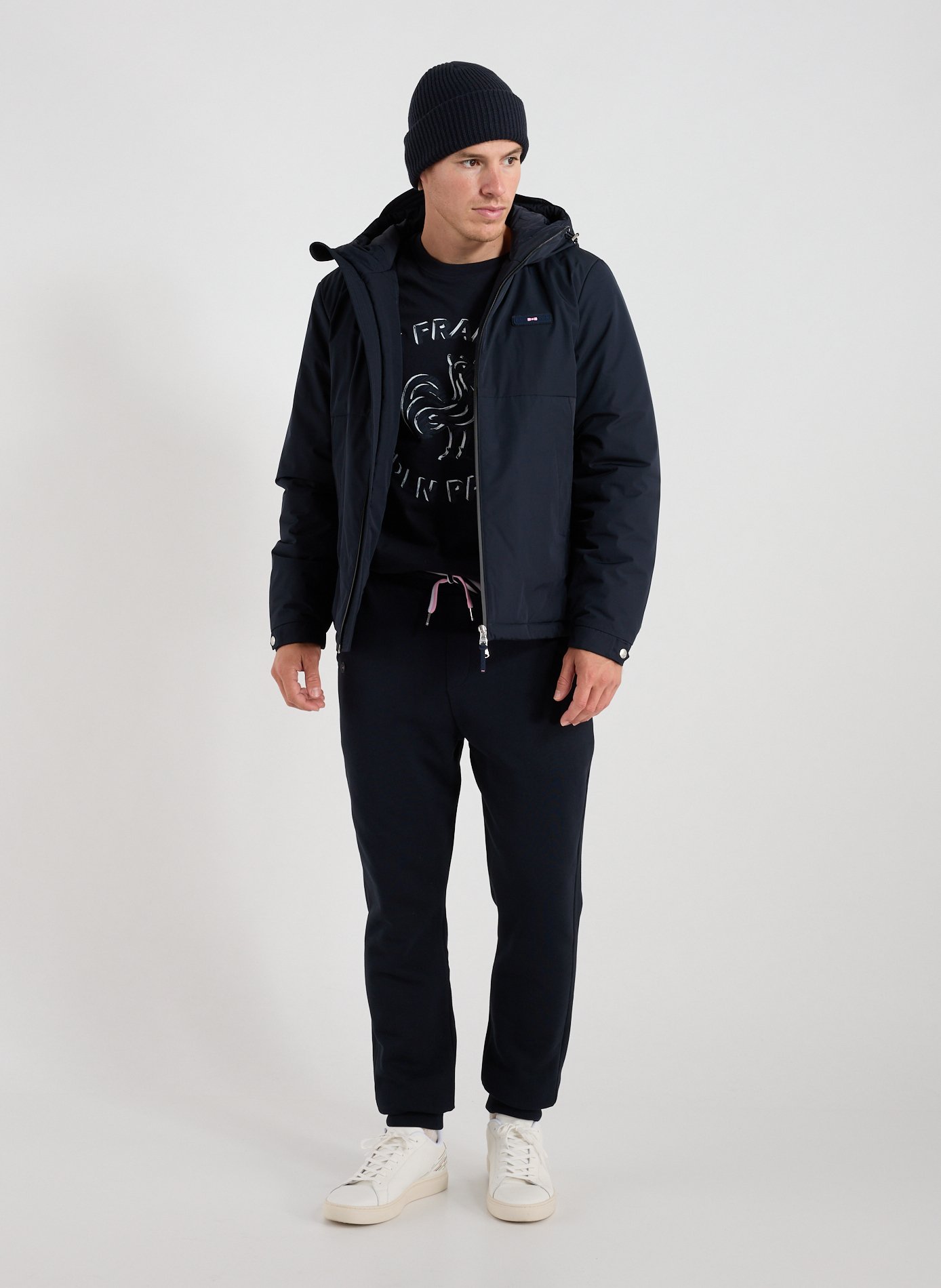 Straight hooded windbreaker jacket EDEN PARK Blue