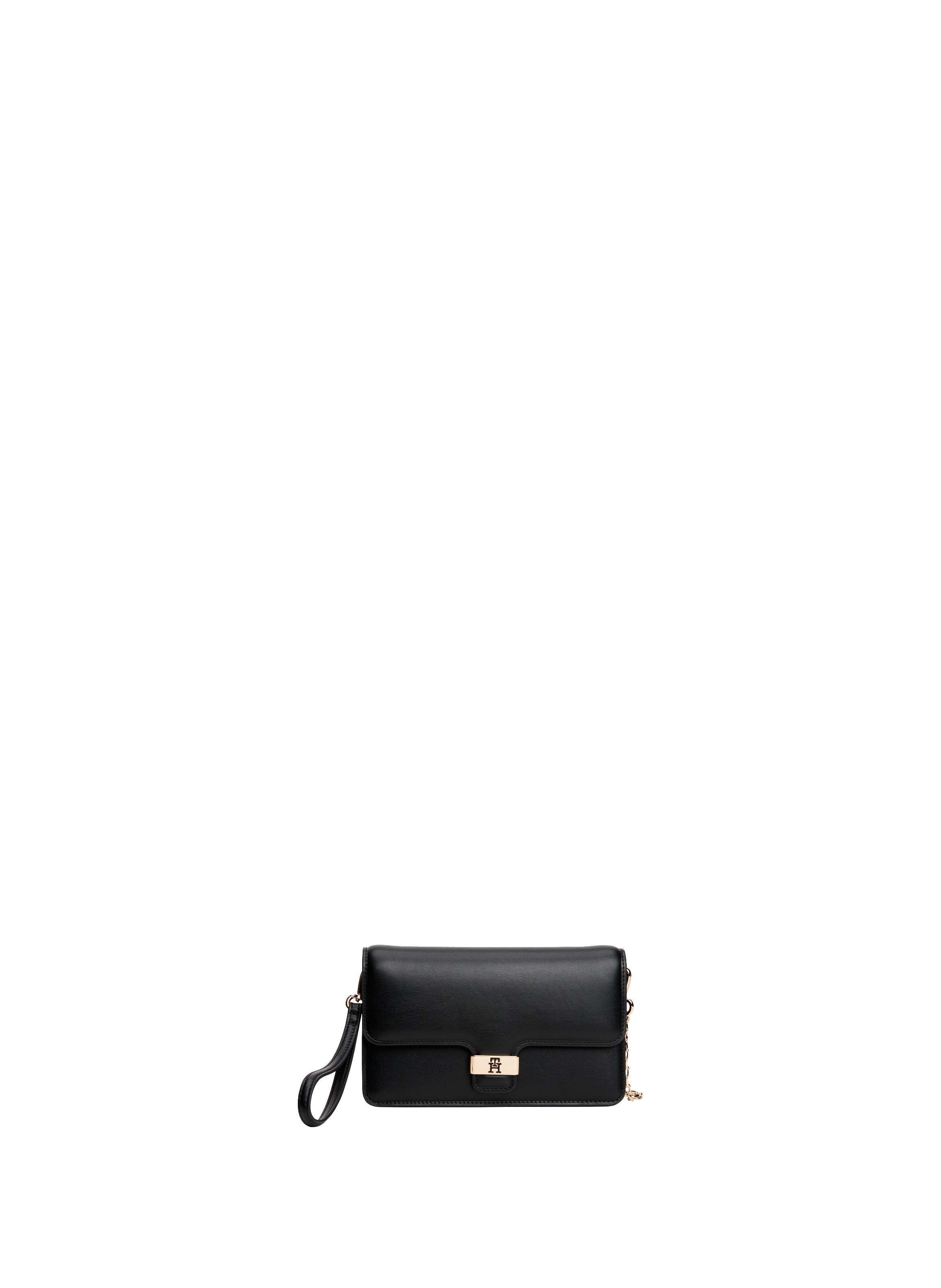 Clutch bag with logoed clasp in faux leather TOMMY HILFIGER Black