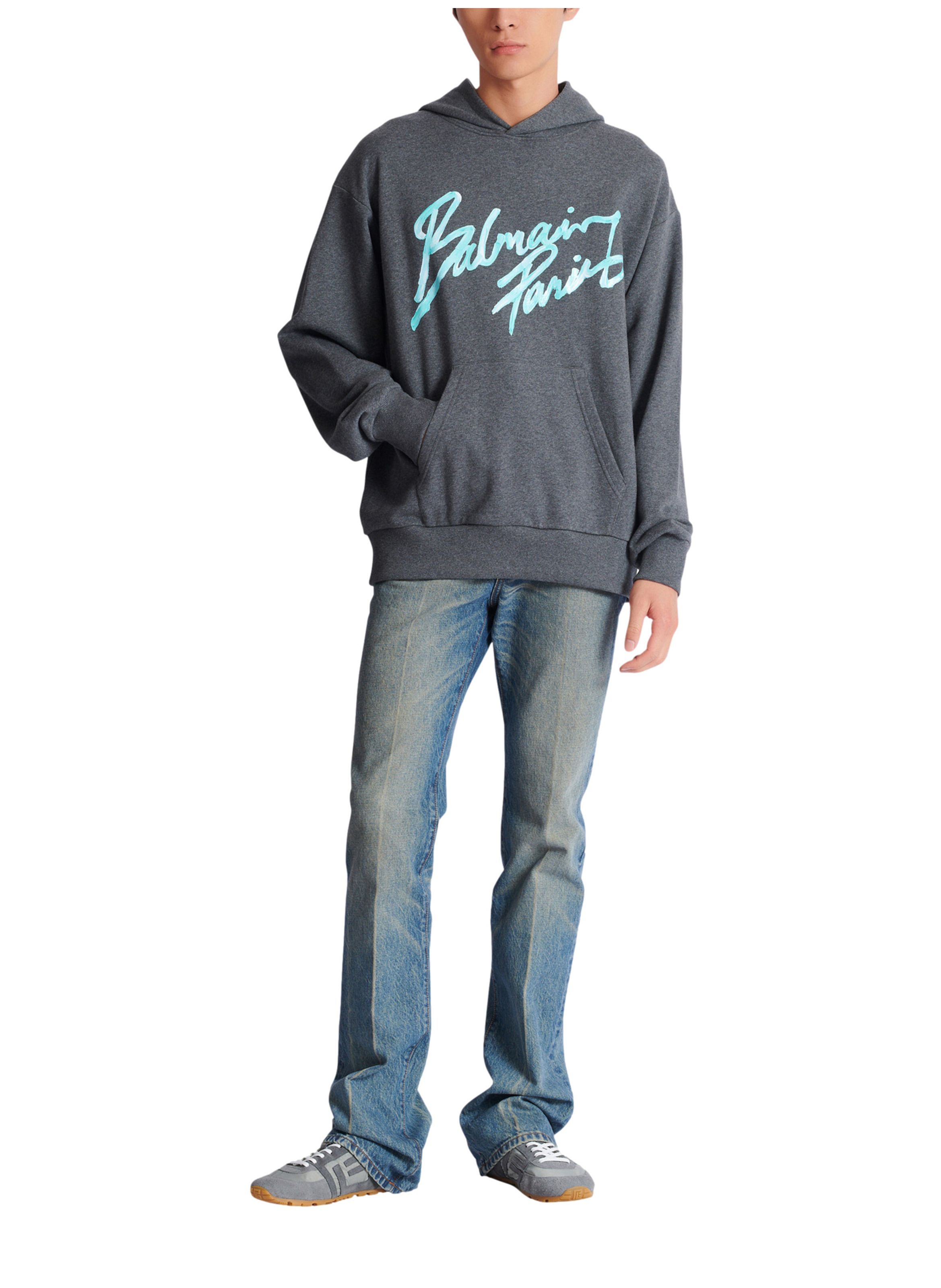 Hoodie avec imprimé BALMAIN Gris