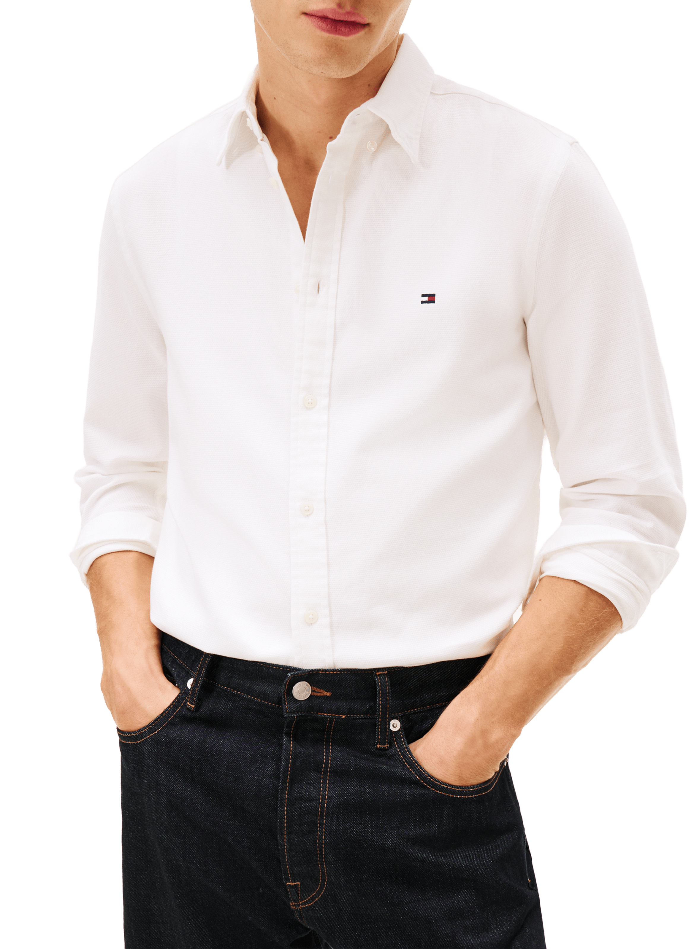 Chemise classique coupe droite en coton TOMMY HILFIGER Blanc
