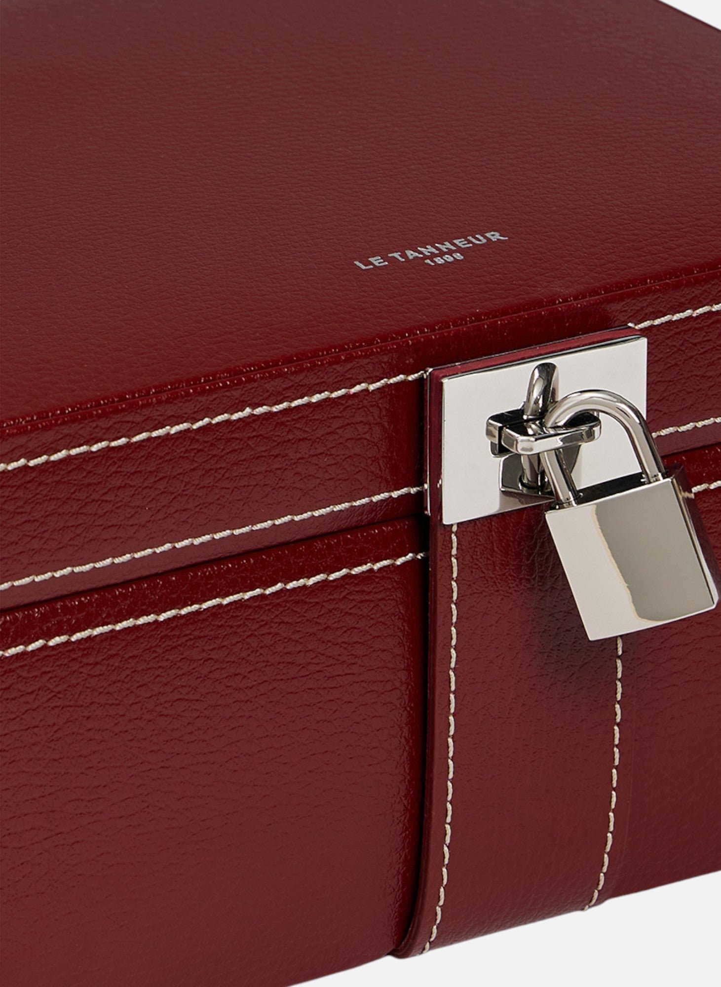 Boîte à bijoux moyen modèle en cuir LE TANNEUR Rouge