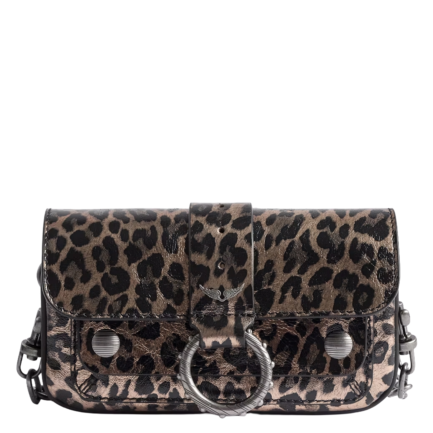 Sac bandoulière en cuir kate wallet ZADIG&VOLTAIRE Gris