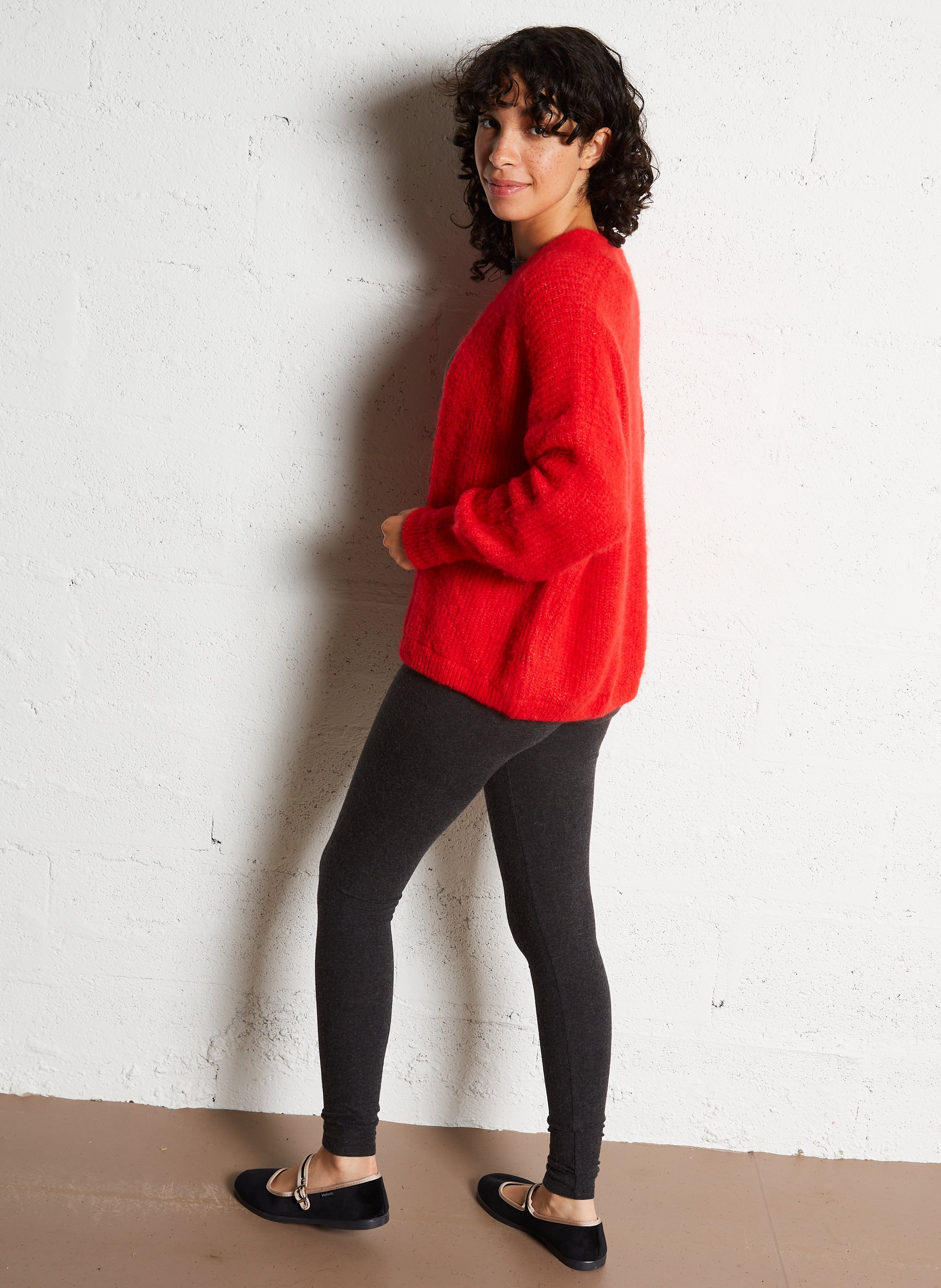 Gilet ouvert en laine et alpaga mélangé east AMERICAN VINTAGE Rouge