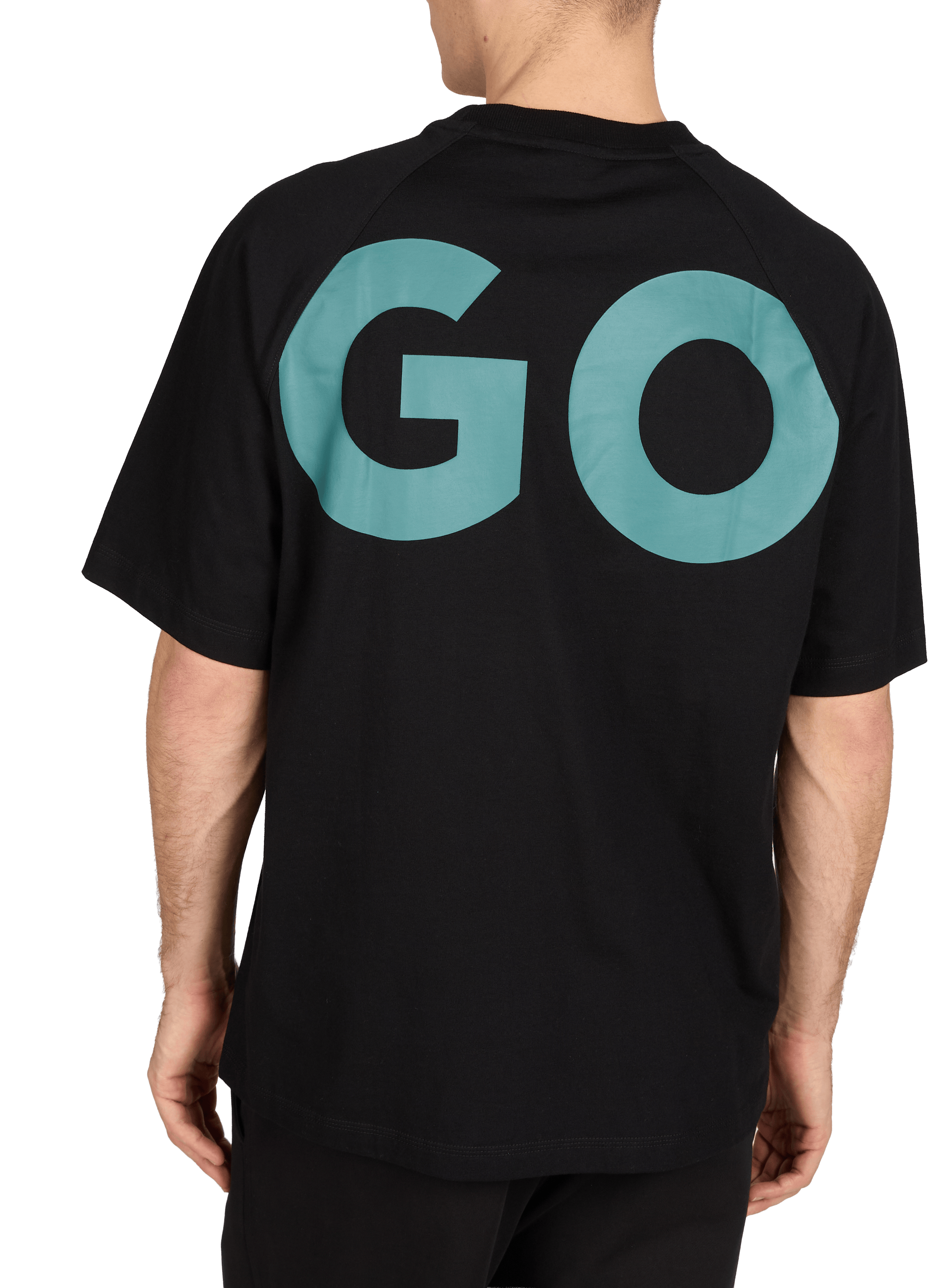 T-shirt imprimé à col rond en coton HUGO BLUE Noir