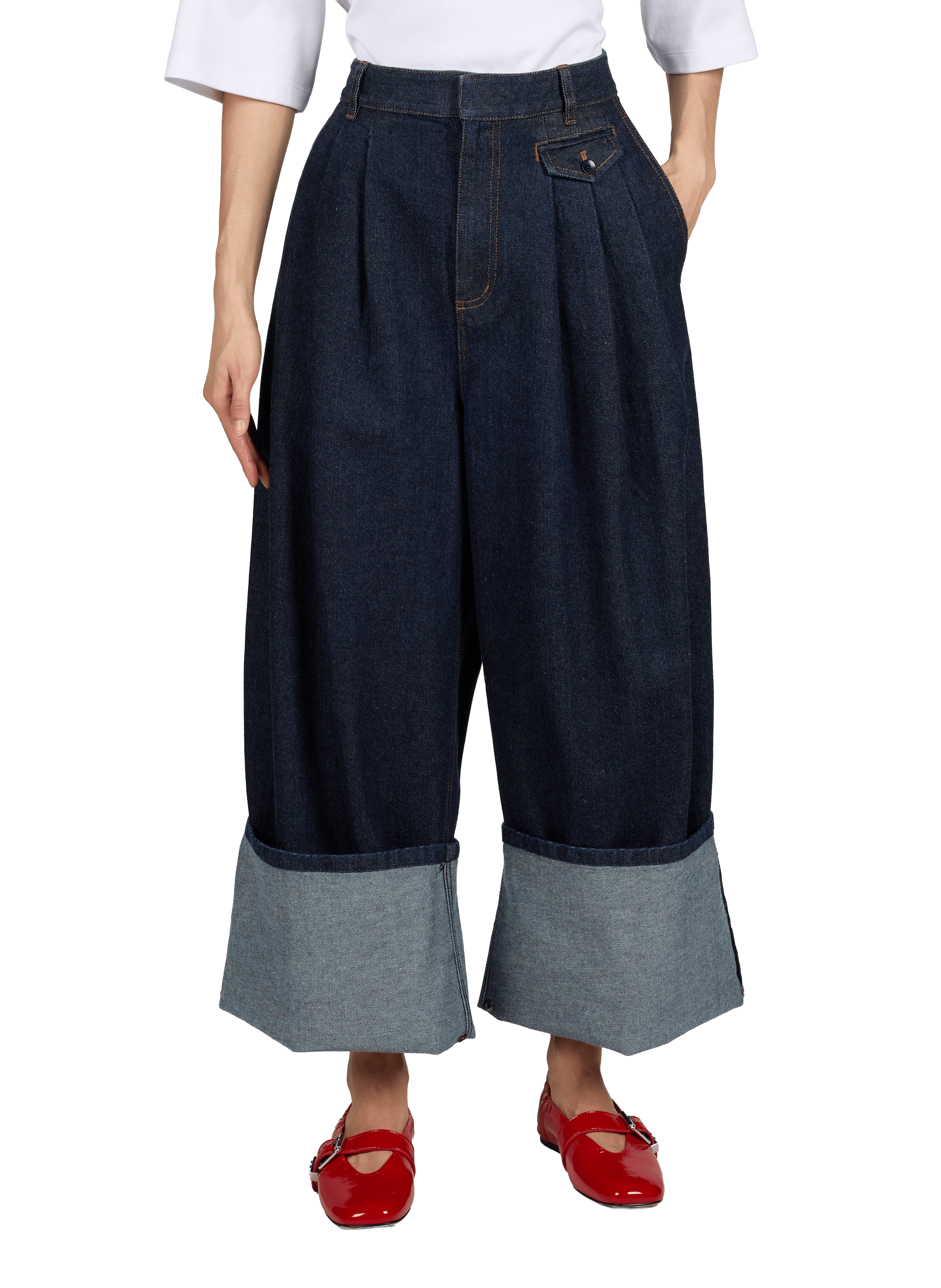 Wide cotton jeans TIBI Blue