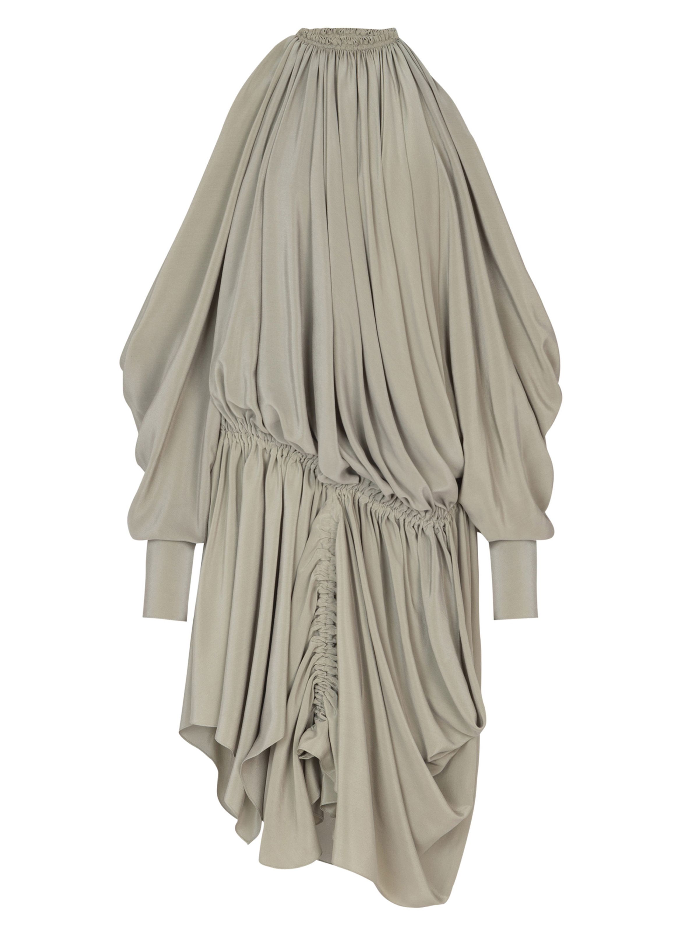 Robe drapée en crêpe de soie BALMAIN Vert