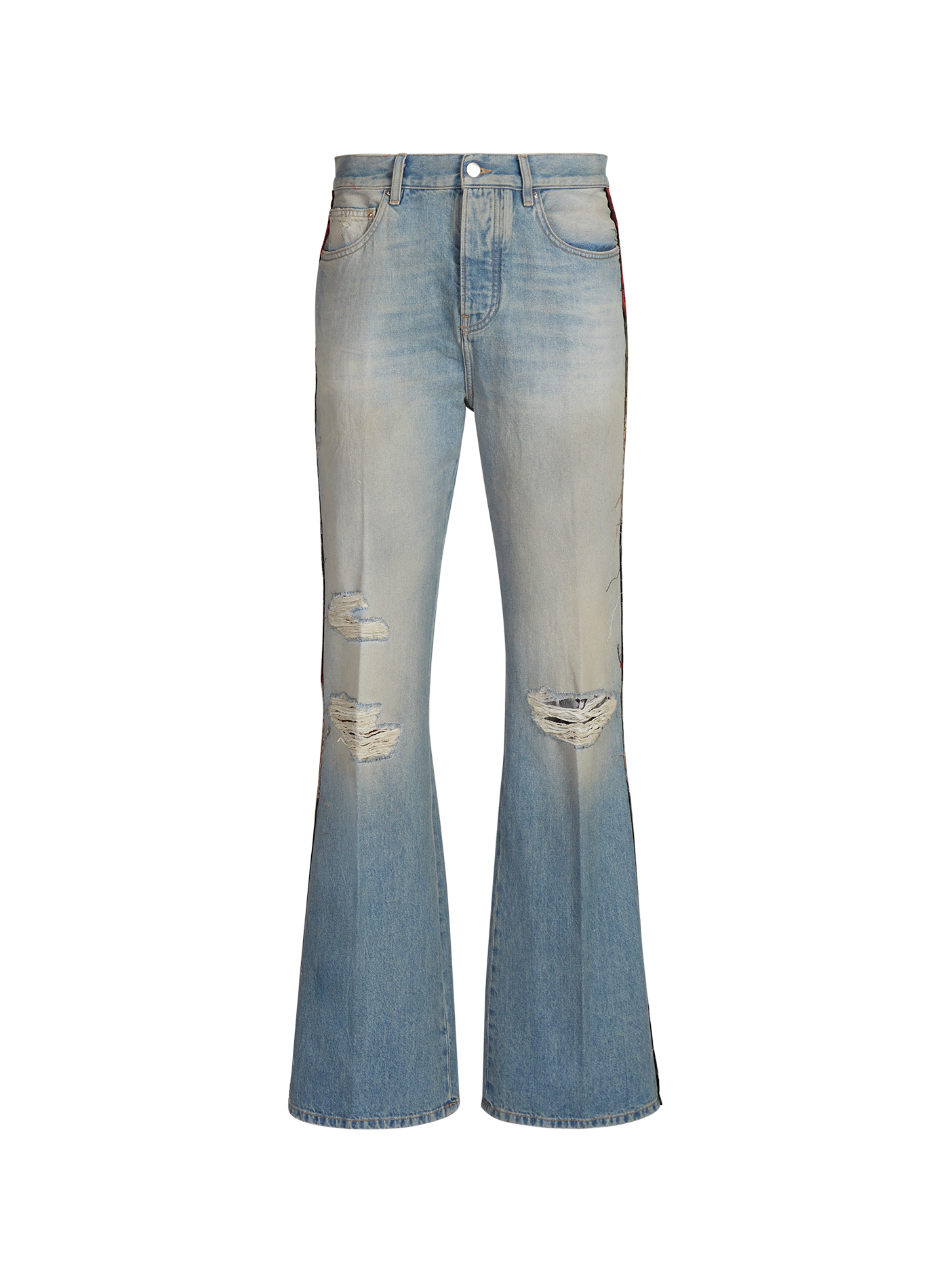 <p>Bootcut patchwork jeans in cotton</p> AMIRI Blue
