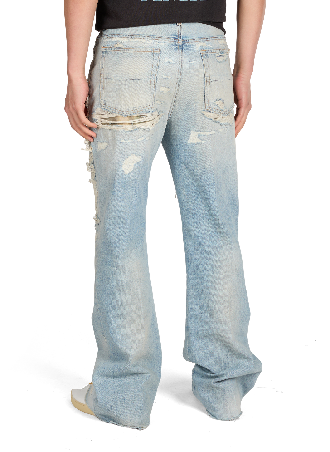 Jean bootcut déchiré en coton AMIRI Bleu