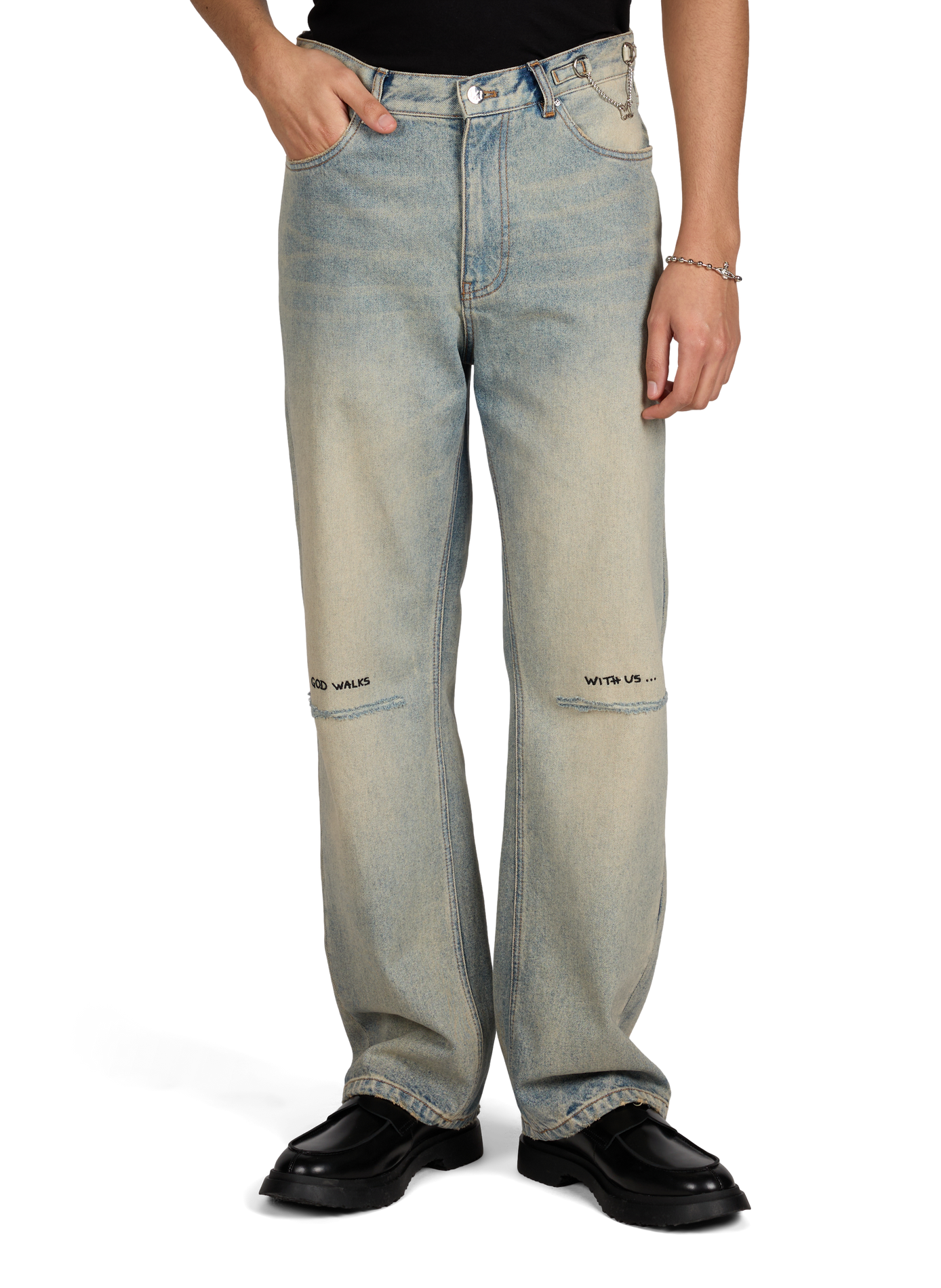 Jeans Wide Leg en coton MOUTY Bleu