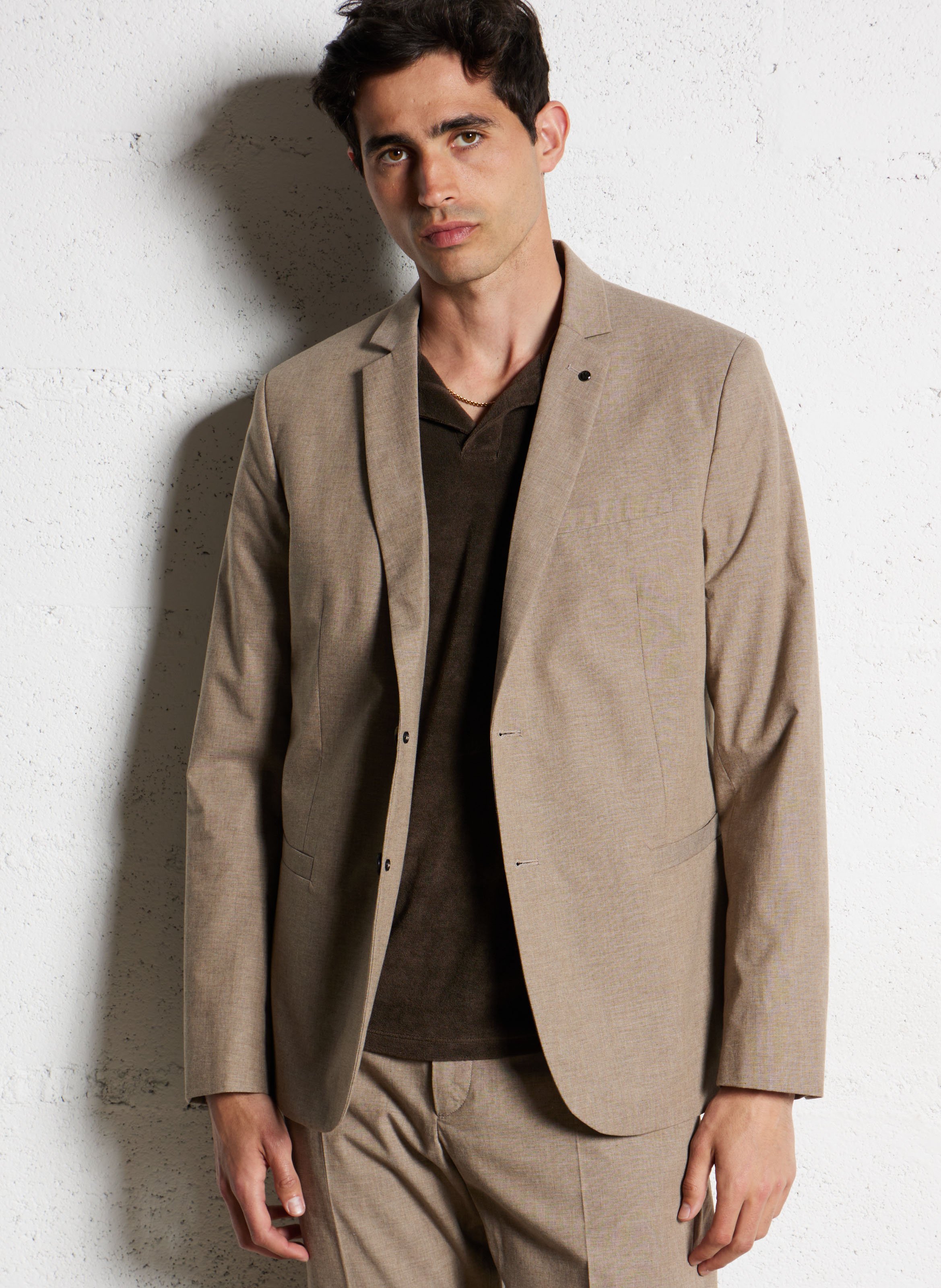 Veste col tailleur en coton IKKS Beige