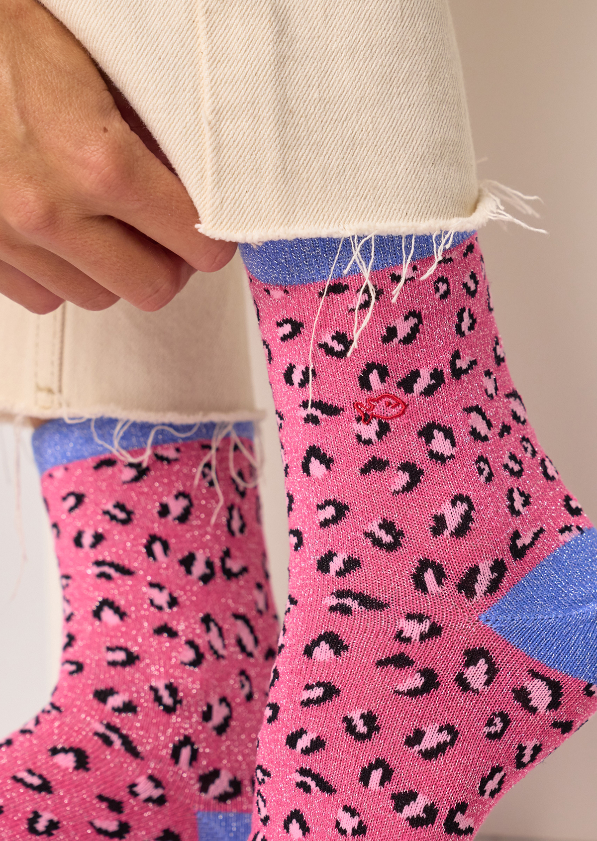 Chaussettes en coton peigné léopard BILLYBELT Rose