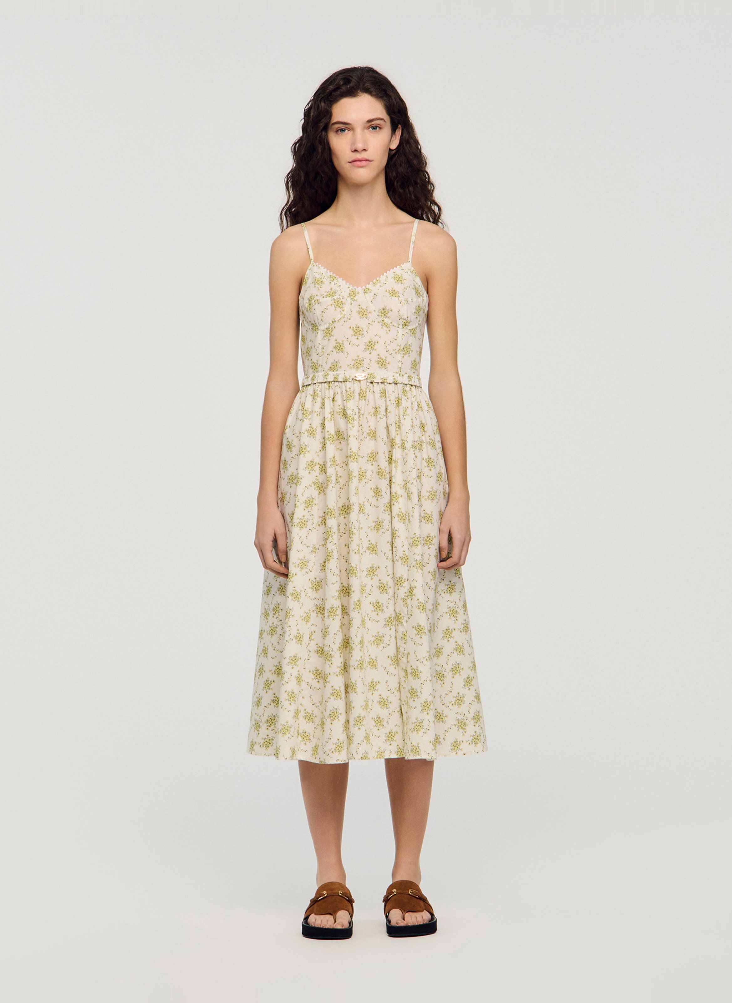 Robe midi à imprimé floral SANDRO Vert
