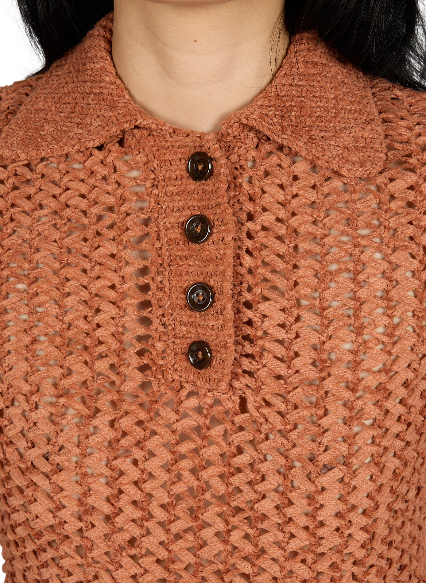 Pull manches courtes col polo en coton mélangé TOPSHOP Orange