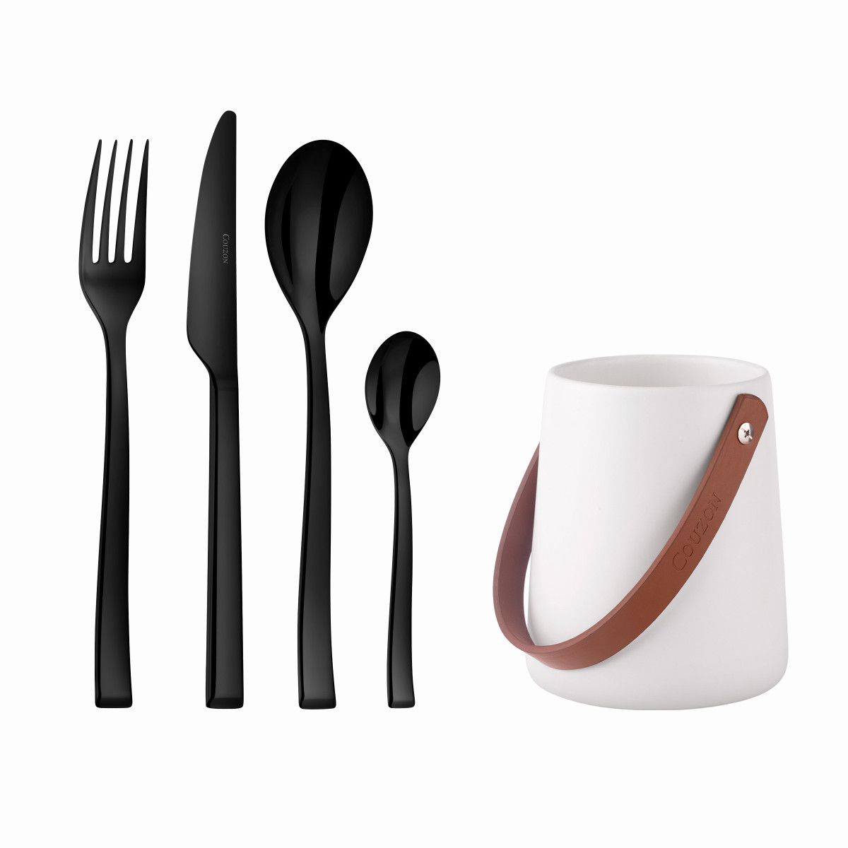 Side - ménagère 24 pièces avec support de rangement nomade COUZON Noir