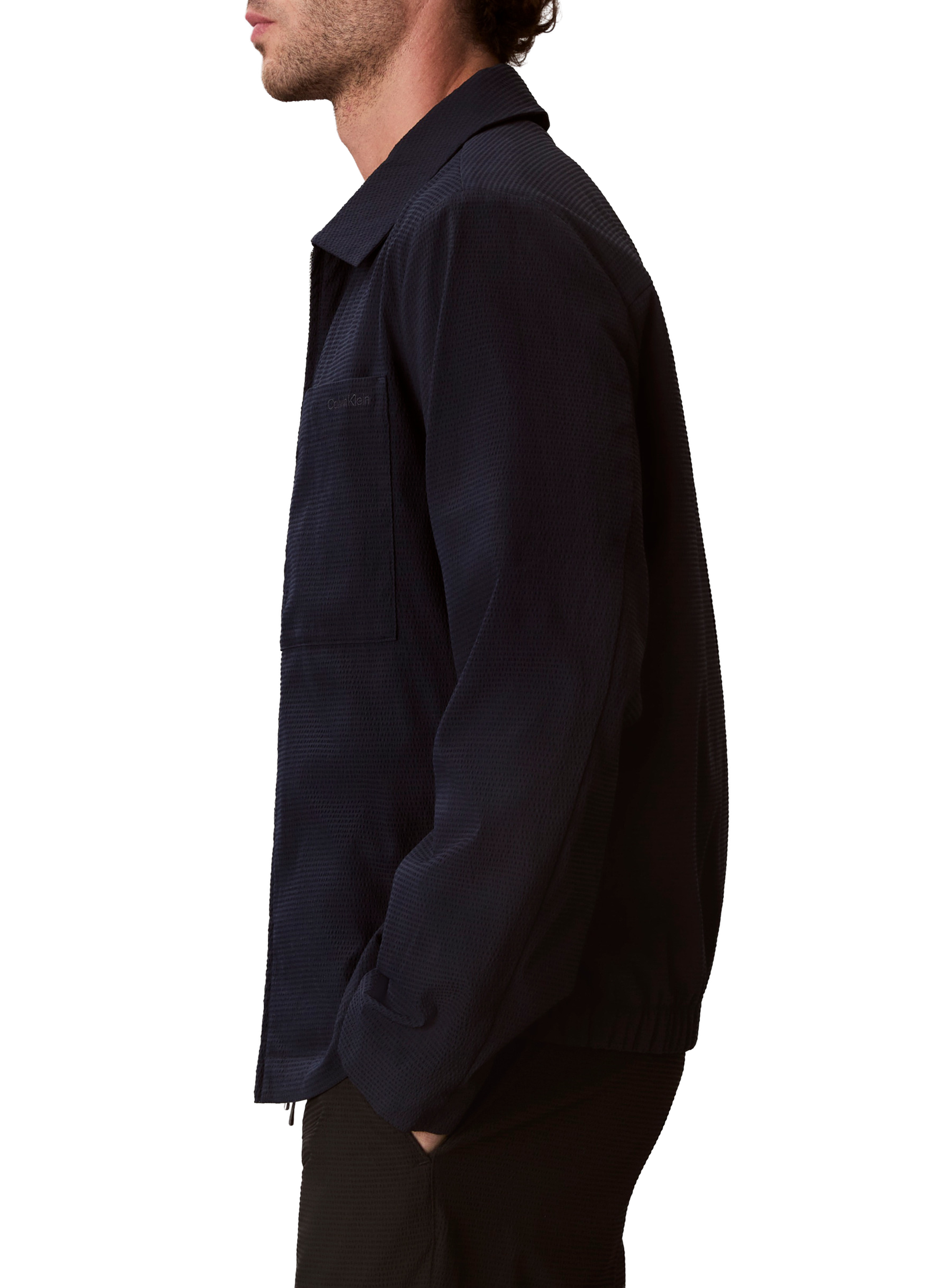 Textured Seersucker Lightweight Jacket CALVIN KLEIN Blue