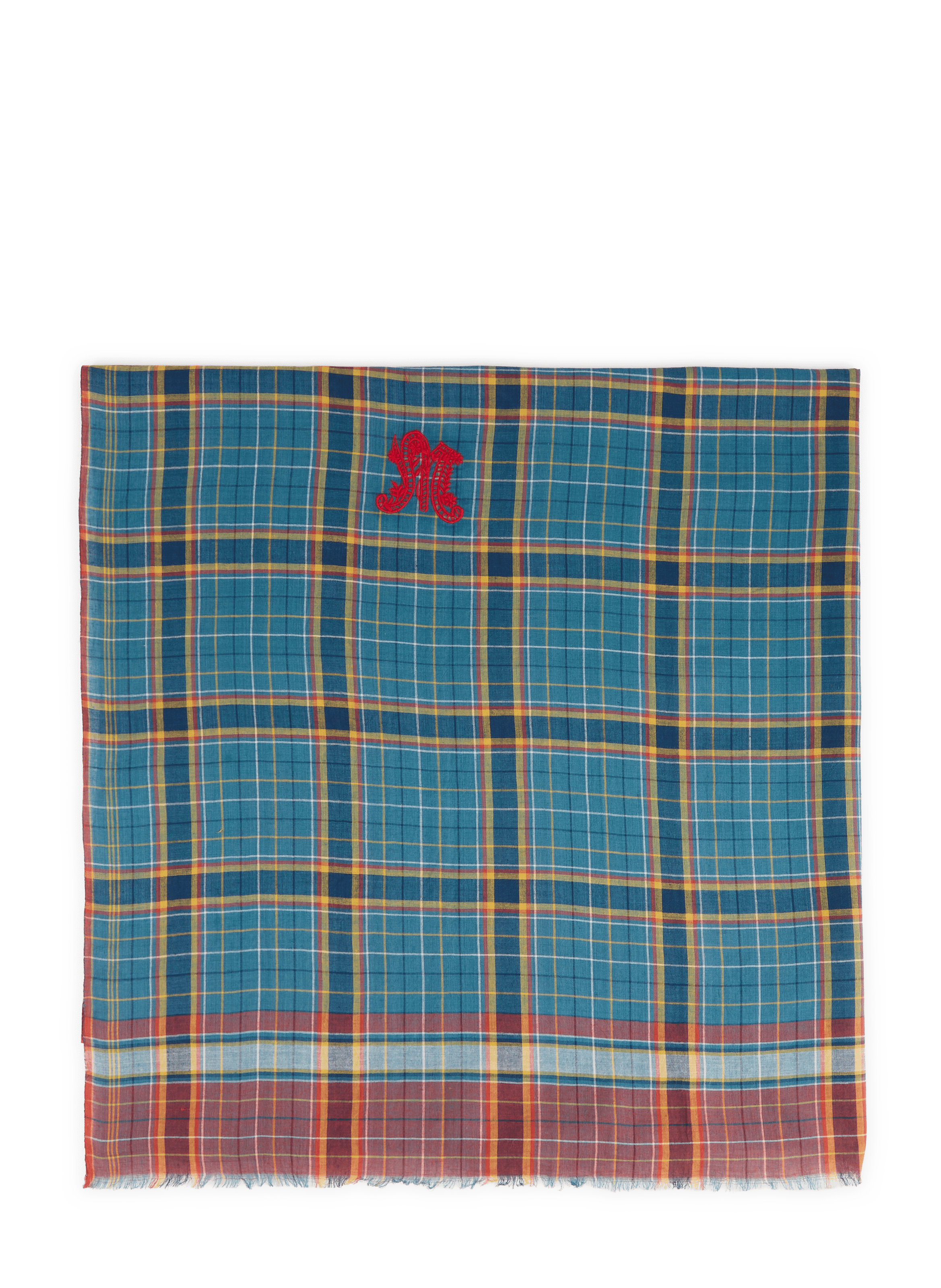 Foulard Alphabet à carreaux en coton MOISMONT Bleu