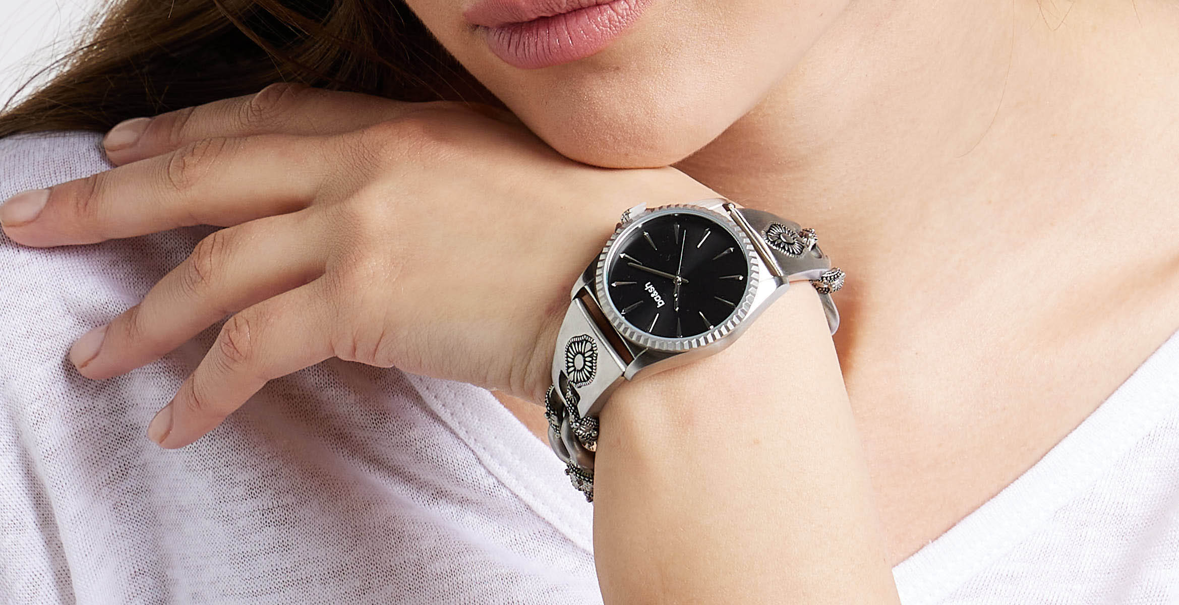 Montre en acier inoxydable la reset BA&SH Noir