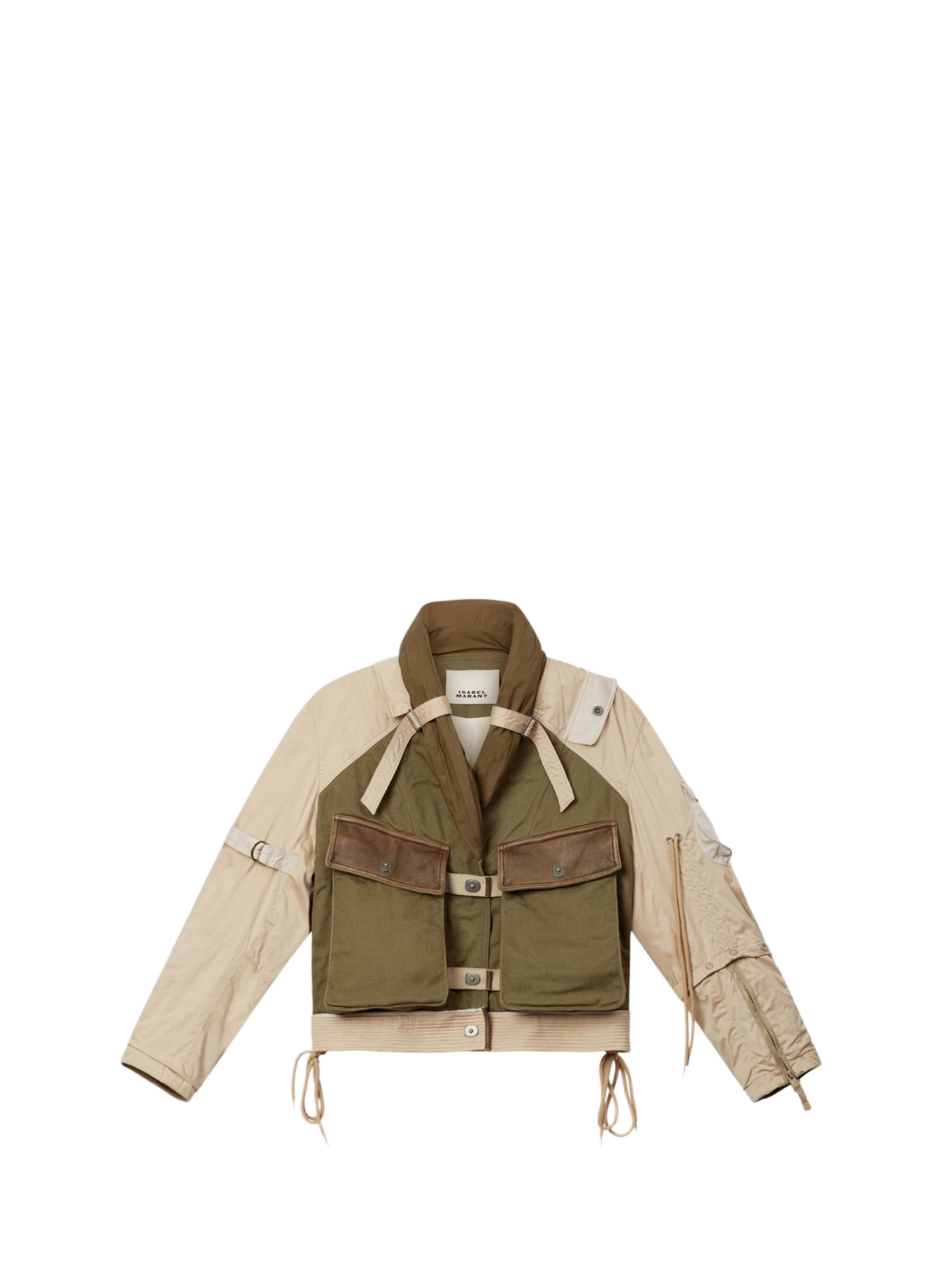 Asymmetric multi-material Julissa jacket ISABEL MARANT Khaki
