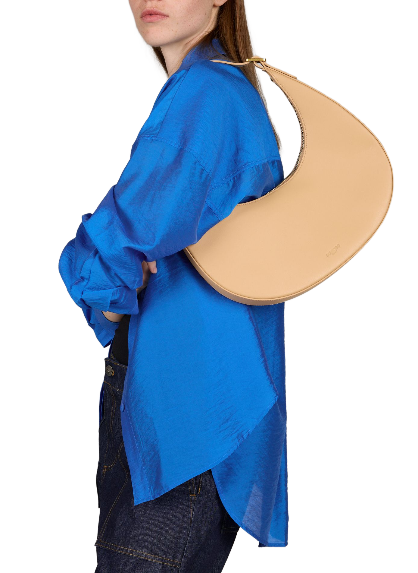 Alba mixed leather shoulder bag SUNCOO Beige