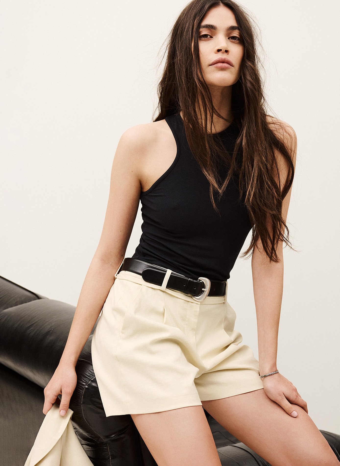 Short droit en lin cilo BA&SH Beige