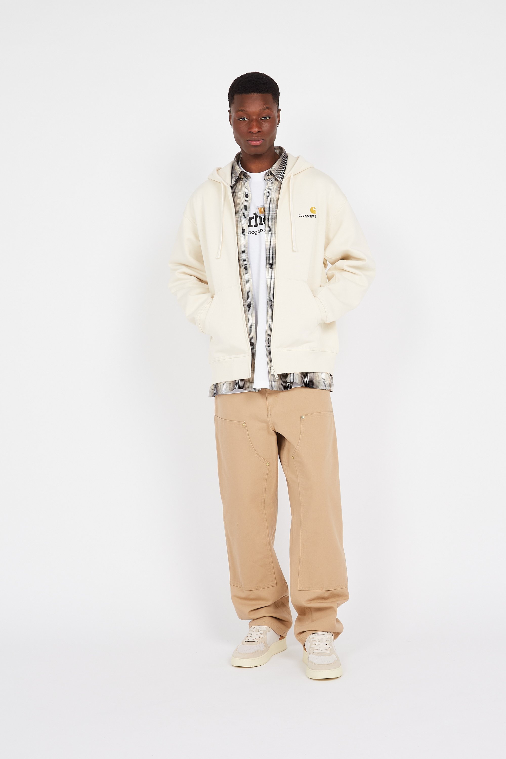Hoodie zippé hooded american script CARHARTT WIP Beige