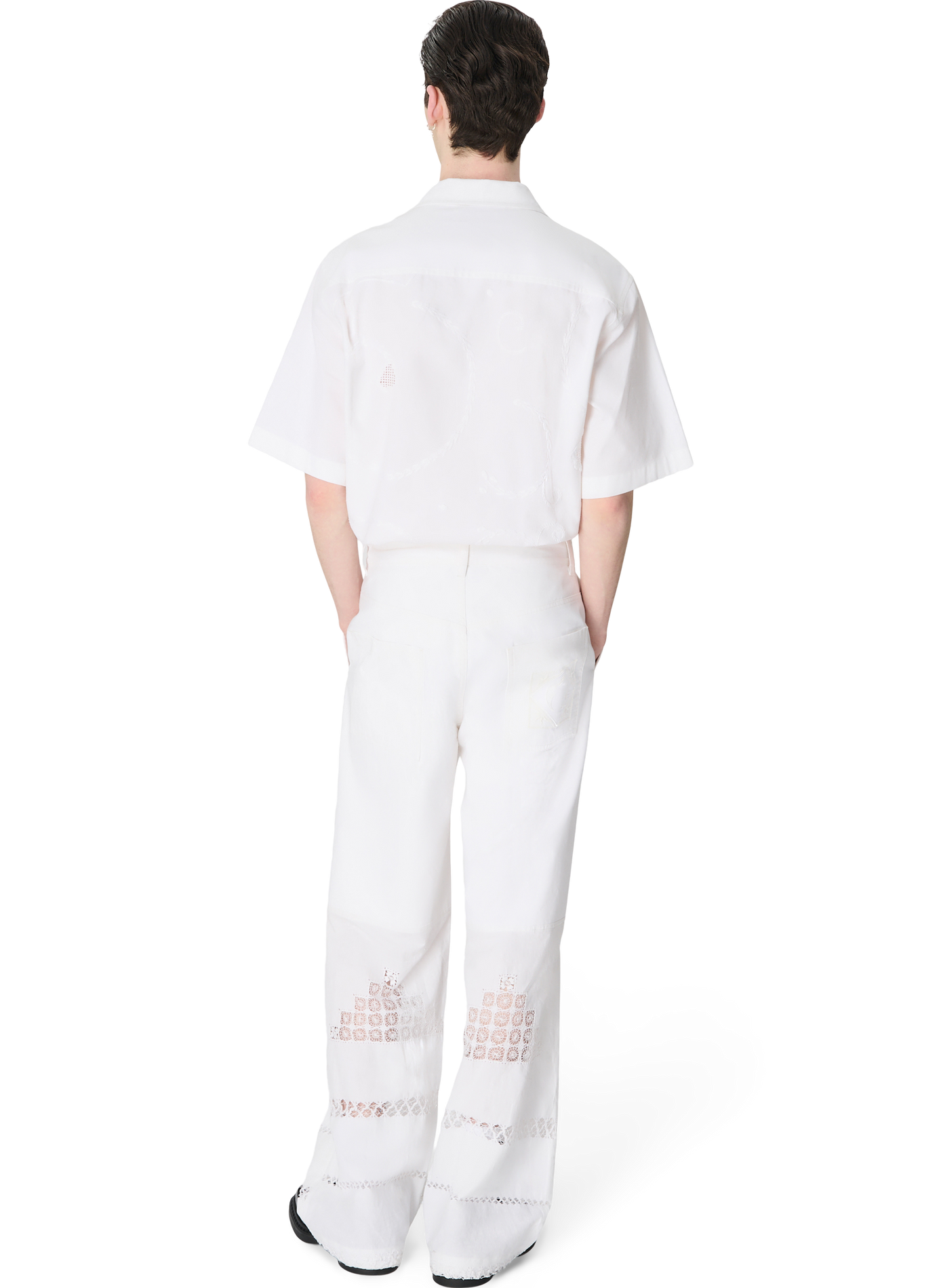 Chemise de bowling en upcyclé household linen unisexe MARINE SERRE Blanc