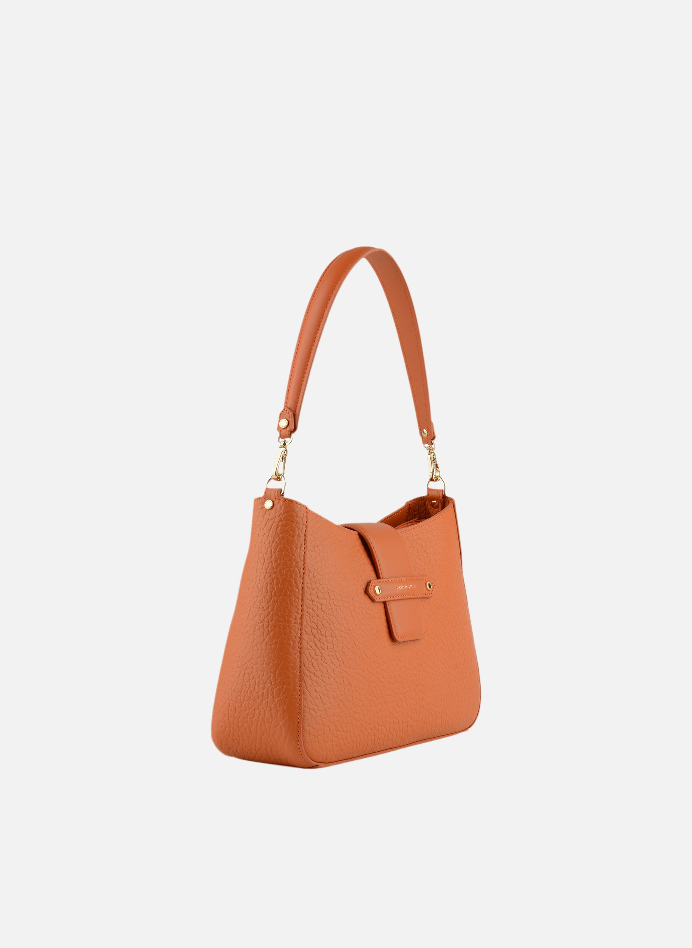 Fleuves | sac porté épaule gm en cuir de vachette | Orange POURCHET Femme