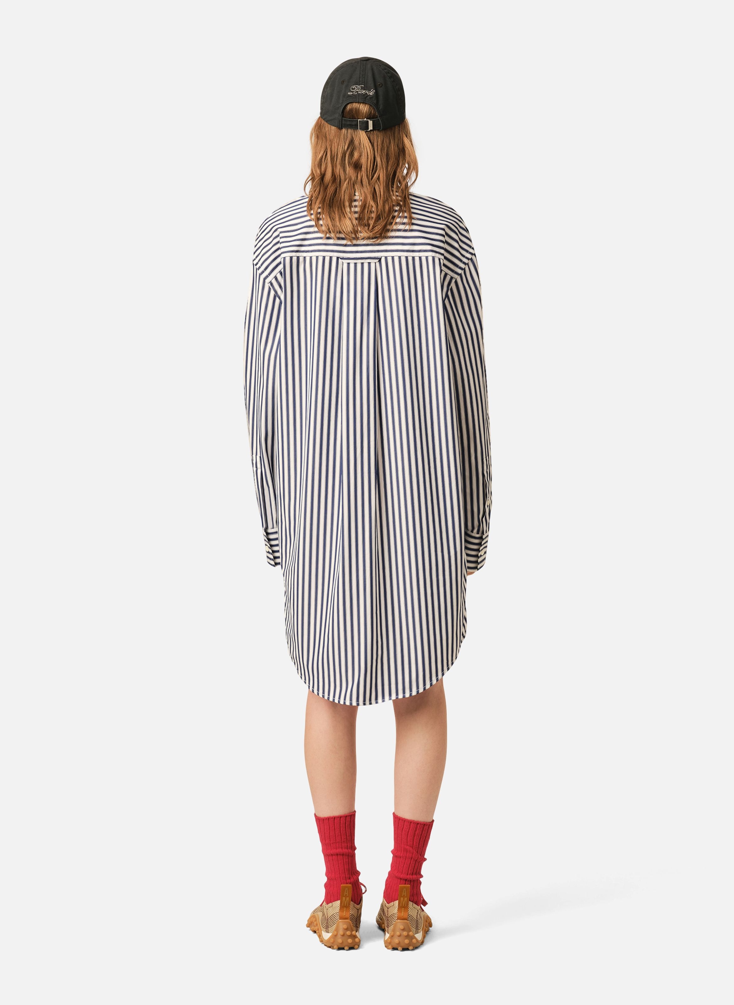 Robe tunique unisexe en coton col mao AMI PARIS Bleu