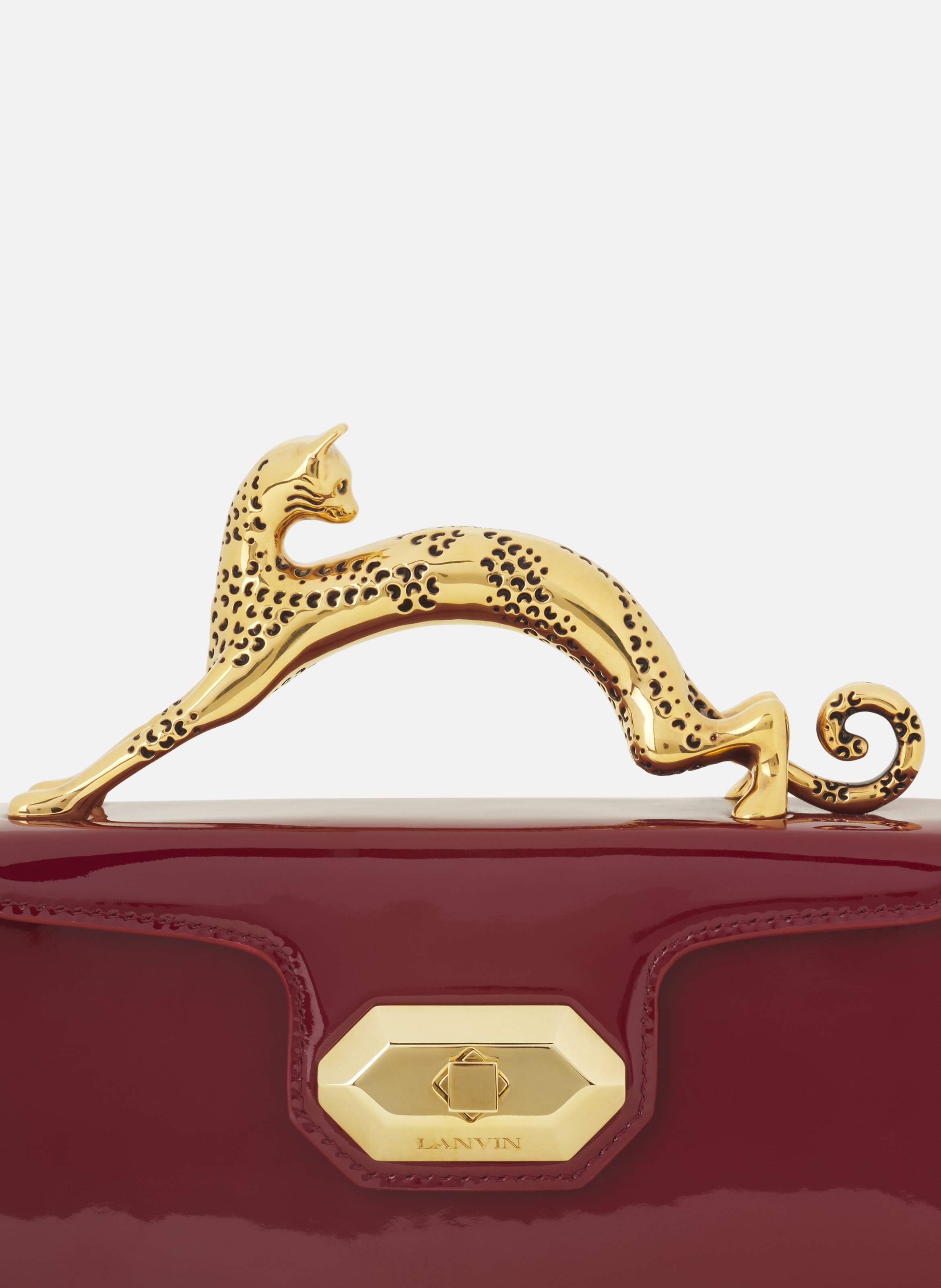 Sac pencil cat nano en cuir vernis LANVIN Rouge