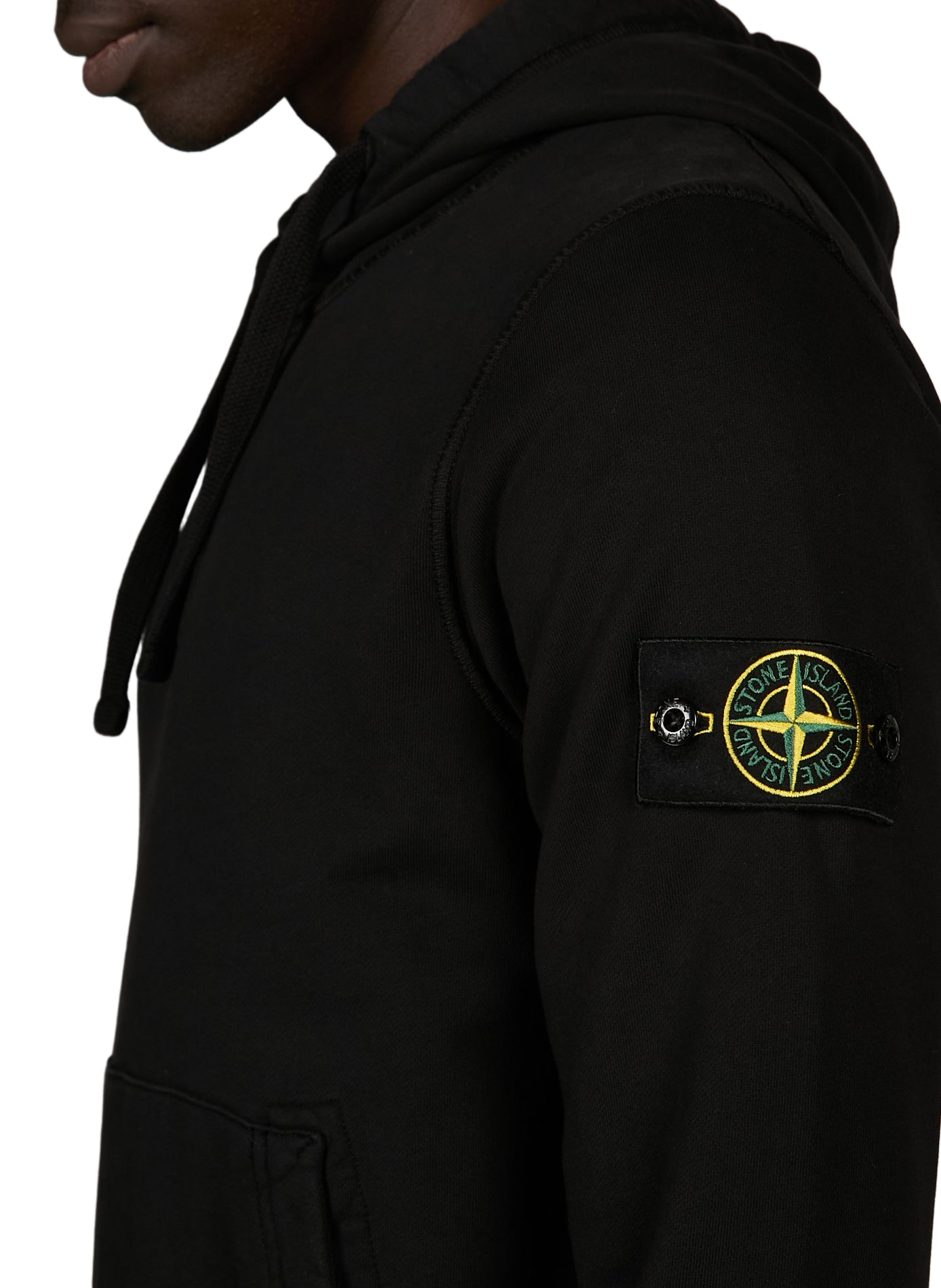 Hoodie uni à capuche STONE ISLAND Noir