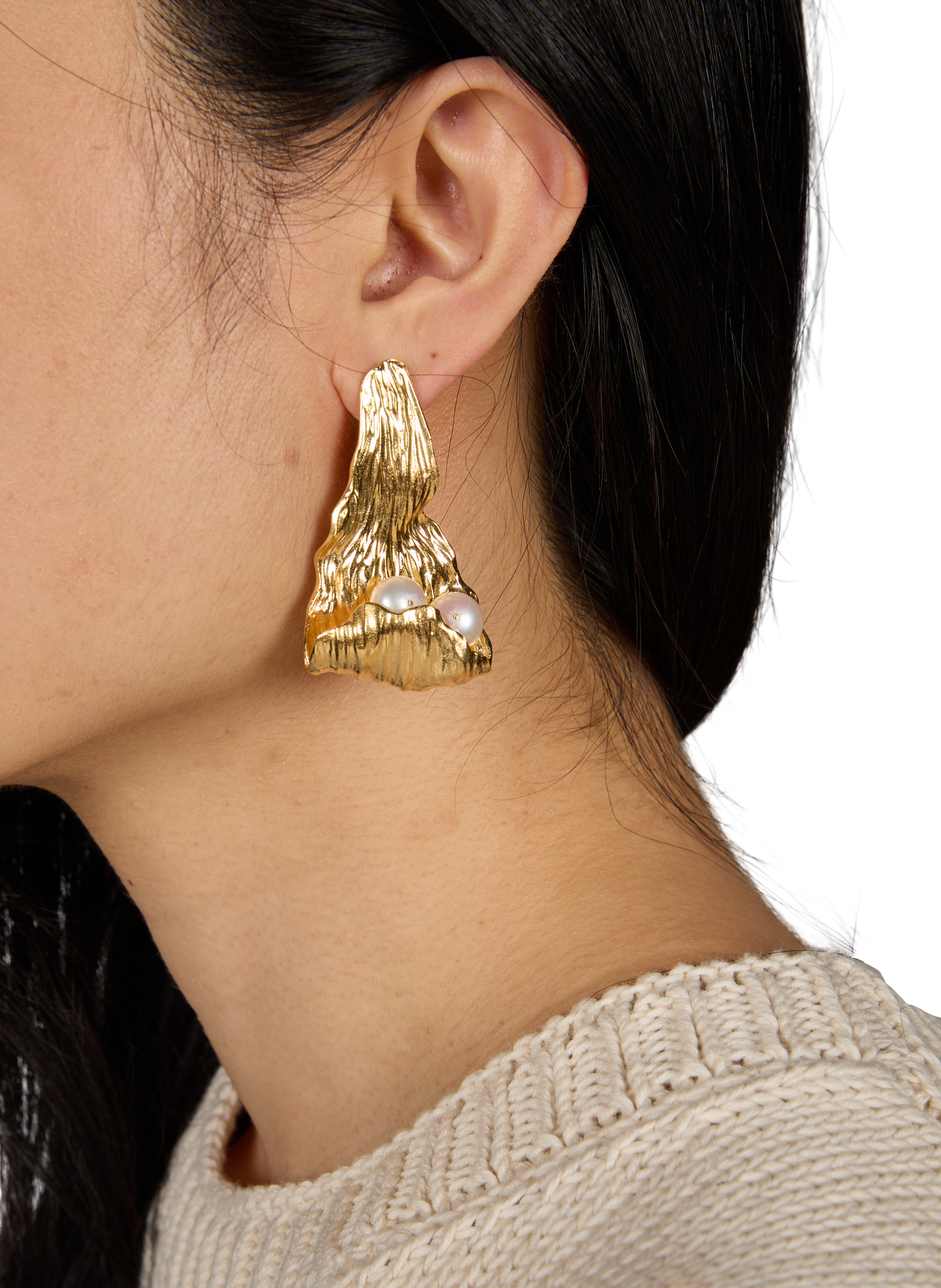 Boucles d'oreilles pétales à perle JOANNA LAURA CONSTANTINE Doré
