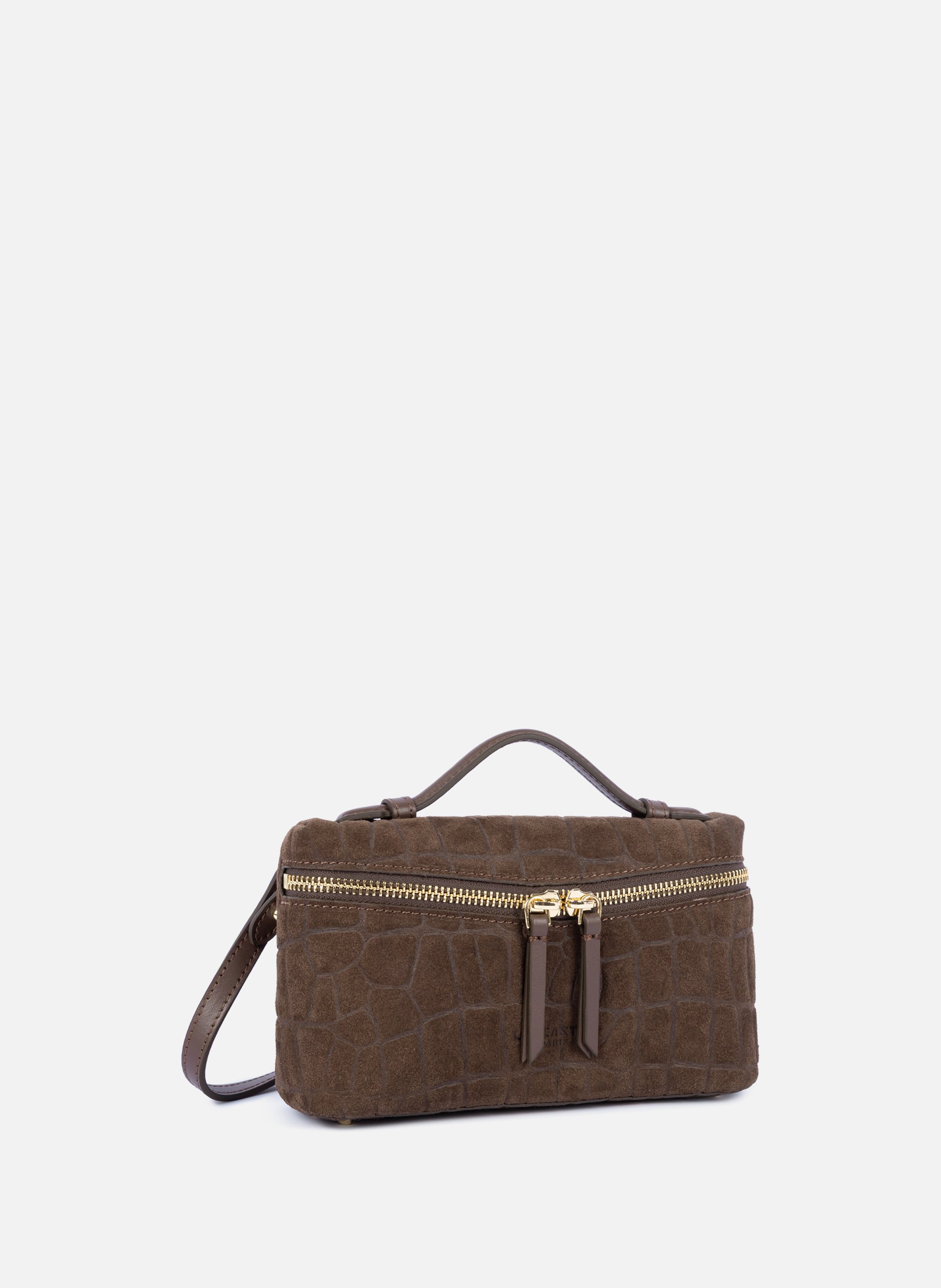 Kleine doosvormige tas - suède-effect LANCASTER Bruin