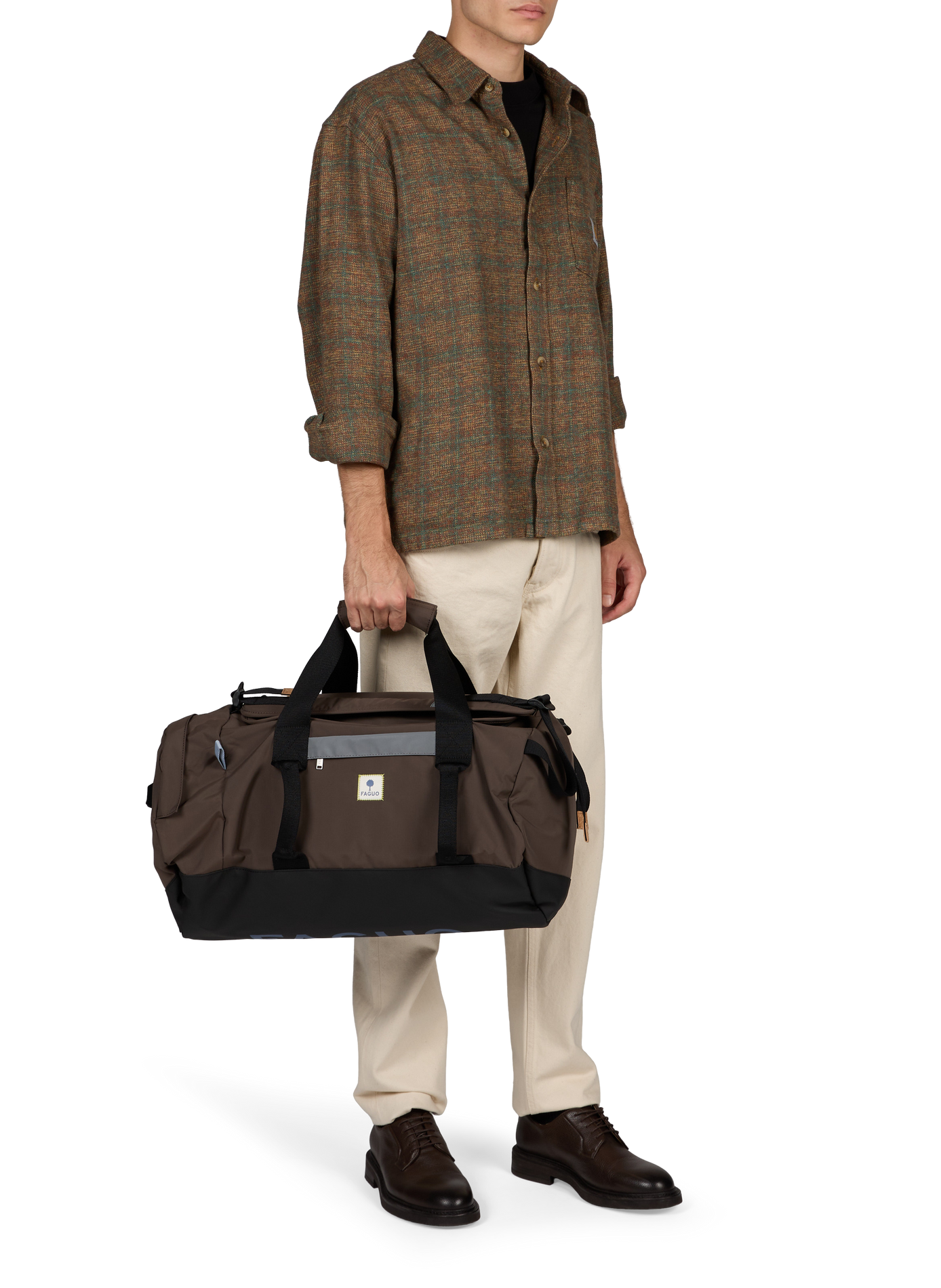 Weekend bag with printed logo FAGUO Brown