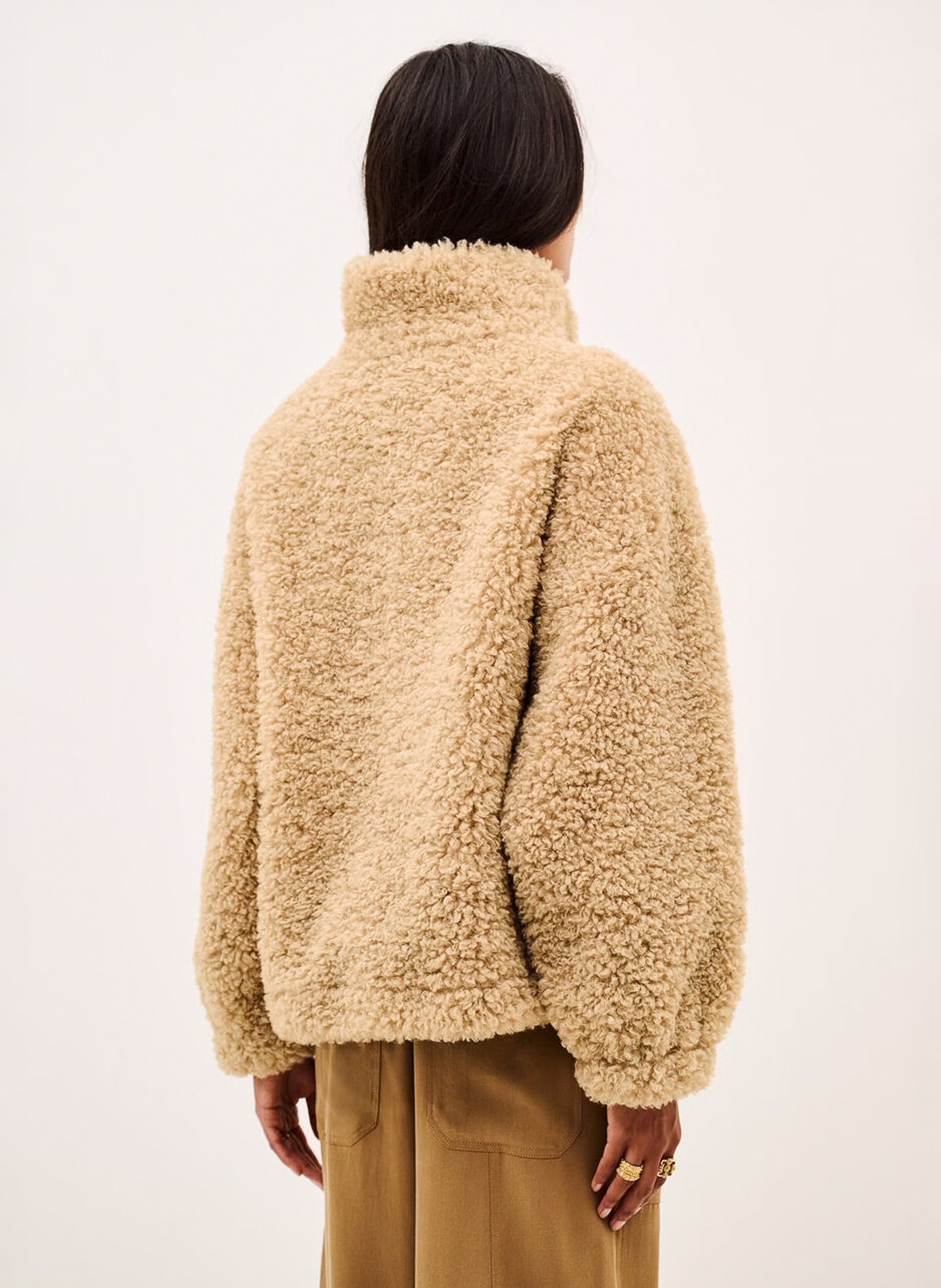 Manteau col montant ample en sherpa sonjo BA&SH Beige