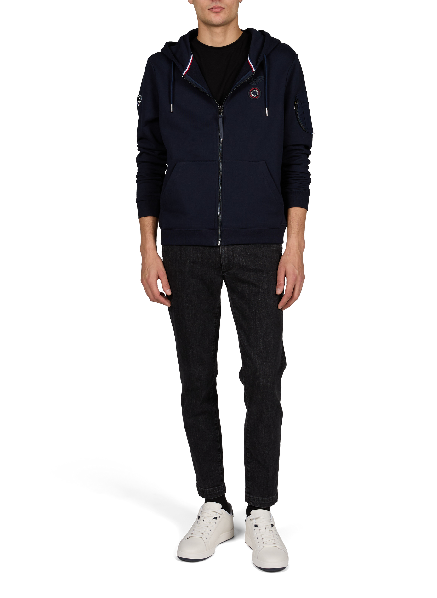 Einfarbiger Hoodie mit Reißverschluss und Kapuze PATROUILLE DE FRANCE X REDSKINS Blau