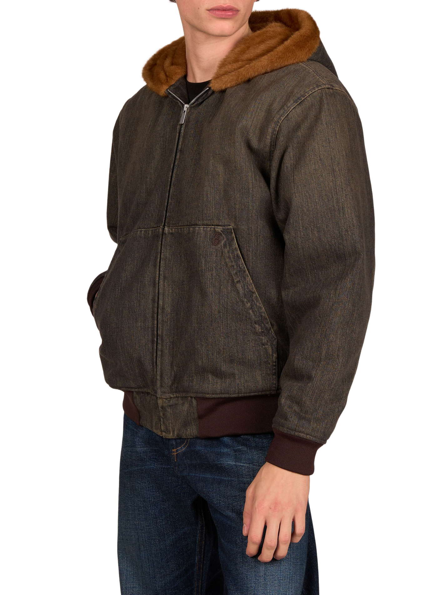 Weite Denimjacke mit Kapuze DROLE DE MONSIEUR Khaki