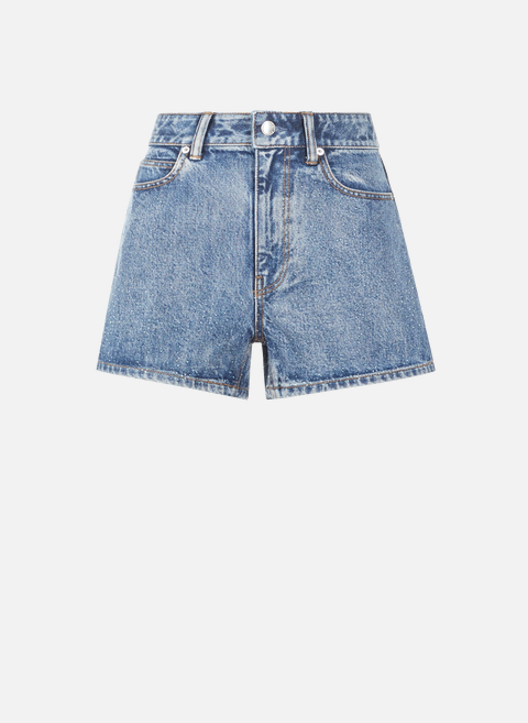 Denim shorts with rhinestone details BlueALEXANDER WANG 