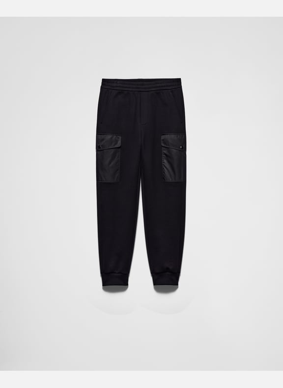 Jogging en coton molletonné et re-nylon Noir by PRADA PRADA Jogging en coton molletonné et re-nylon Noir