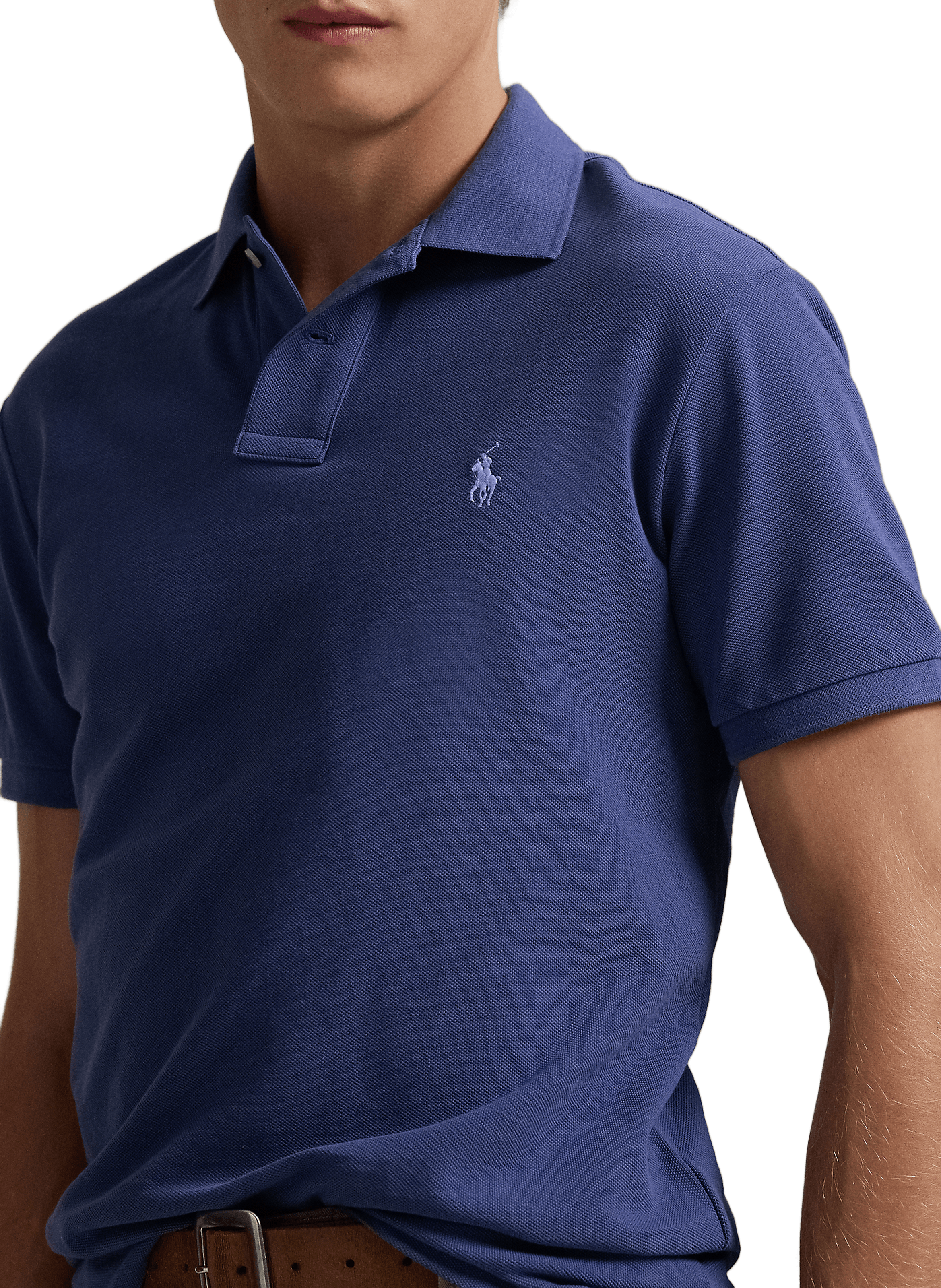 Polo droit en piqué de coton POLO RALPH LAUREN Bleu