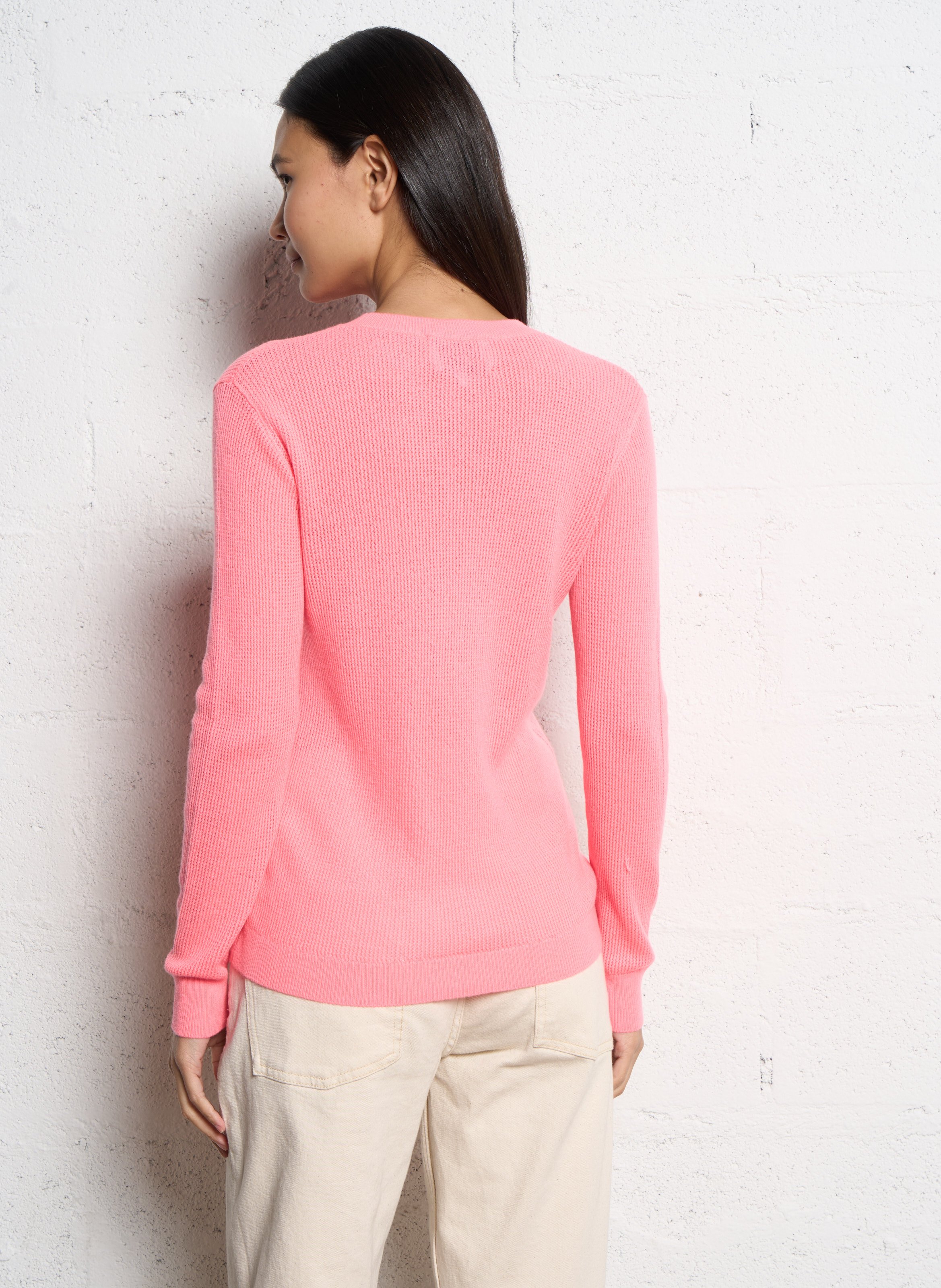 Pull droit col rond en cachemire aisha KUJTEN Rose