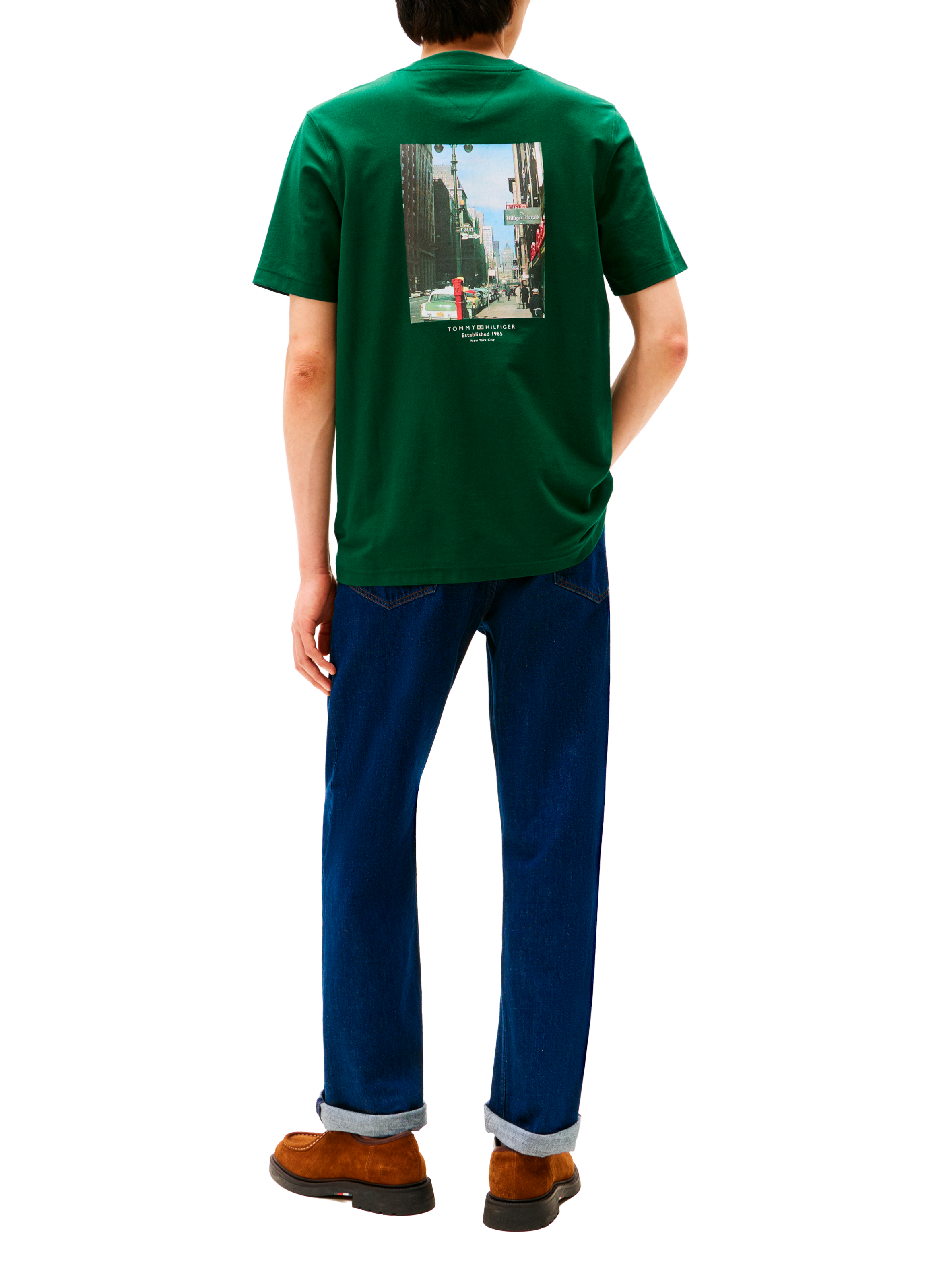Biker-style cotton t-shirt TOMMY HILFIGER Green
