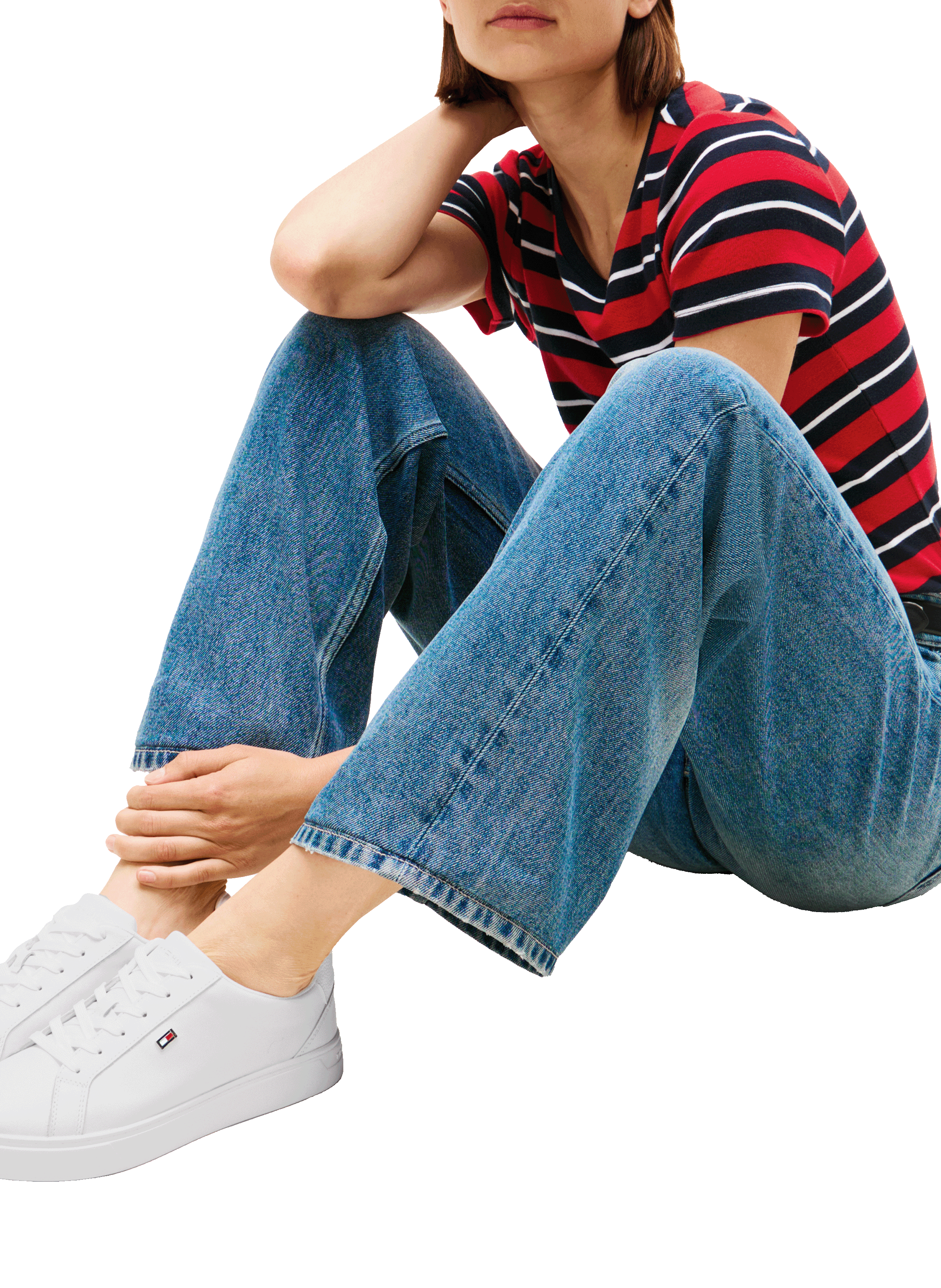 Leather sneakers with flag TOMMY HILFIGER White