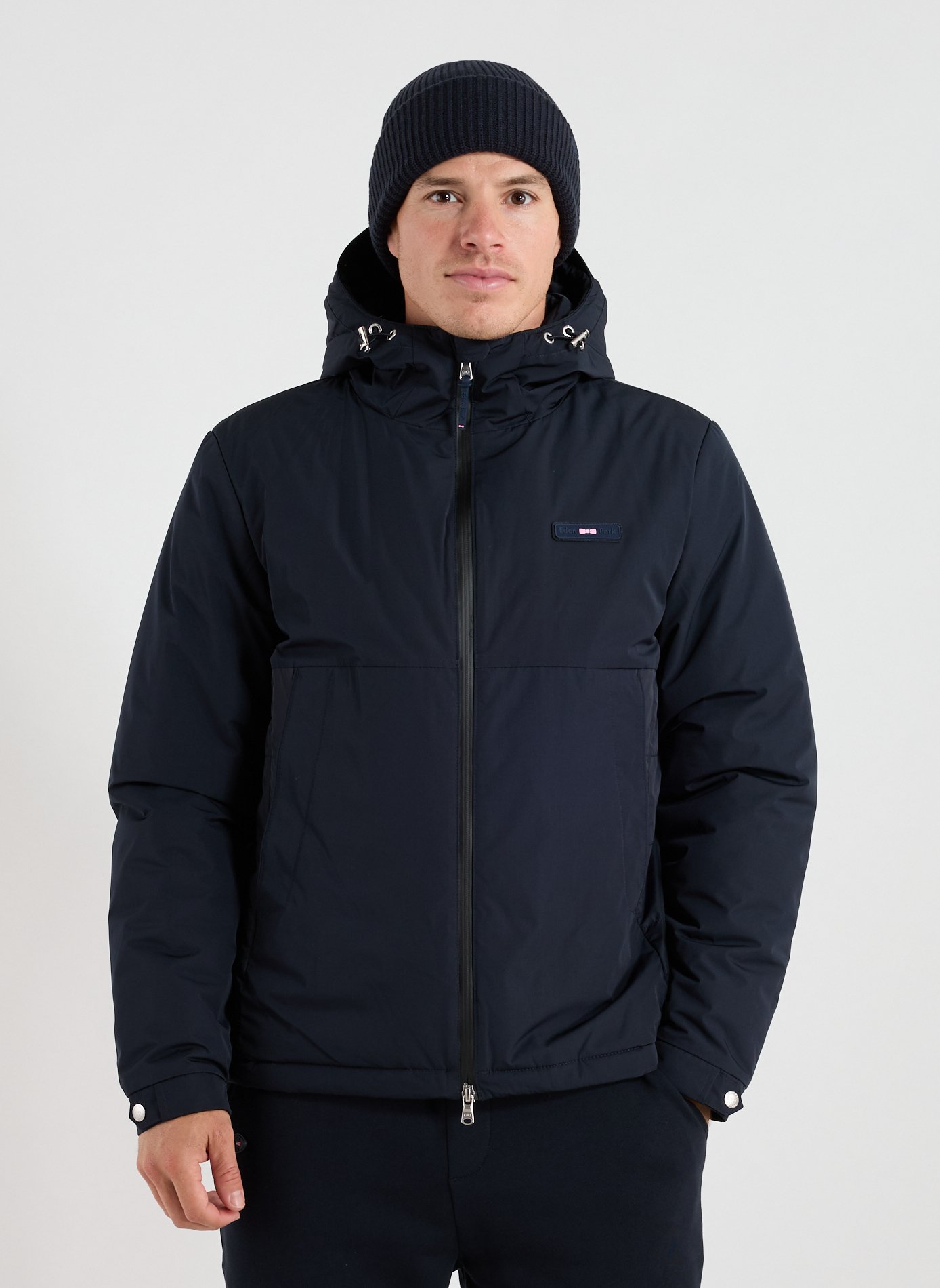 EDEN PARK Straight hooded windbreaker jacket Blue