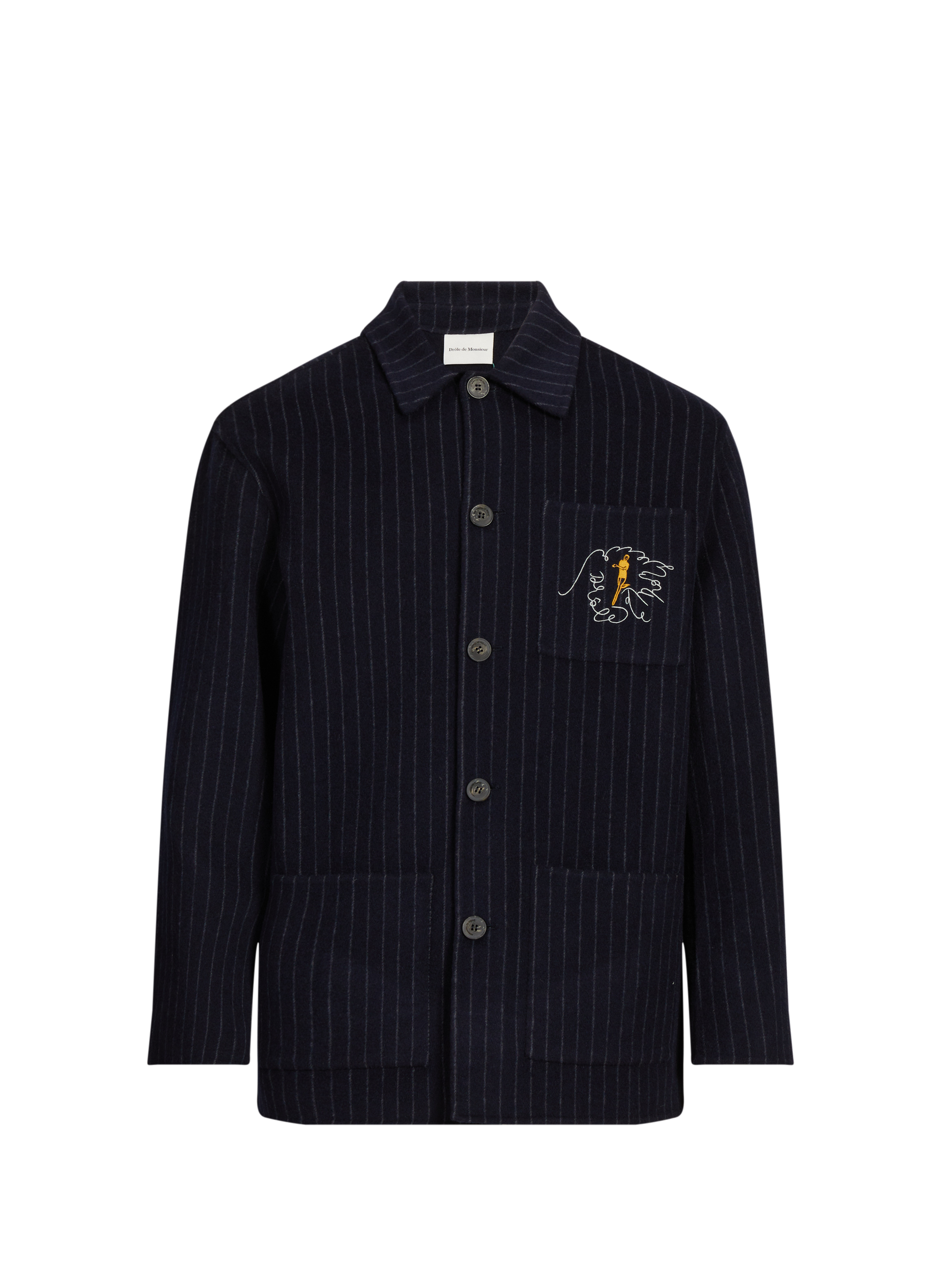 DROLE DE MONSIEUR Jacket with classic collar in wool blend Blue